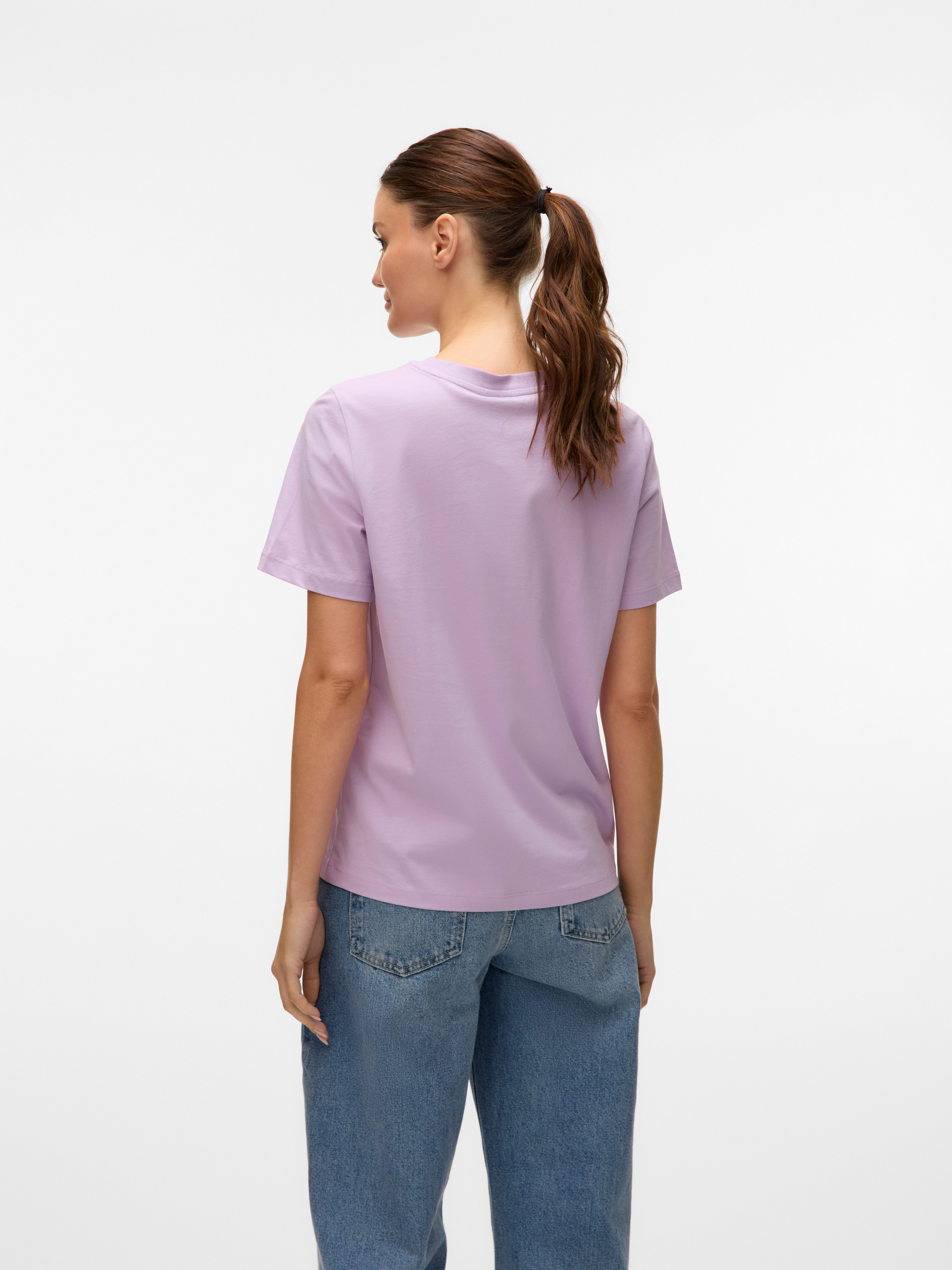 Vero Moda Kurzarmshirt VMPAULINA SS T-SHIRT GA JRS NOOS Baumwolle, regular fit