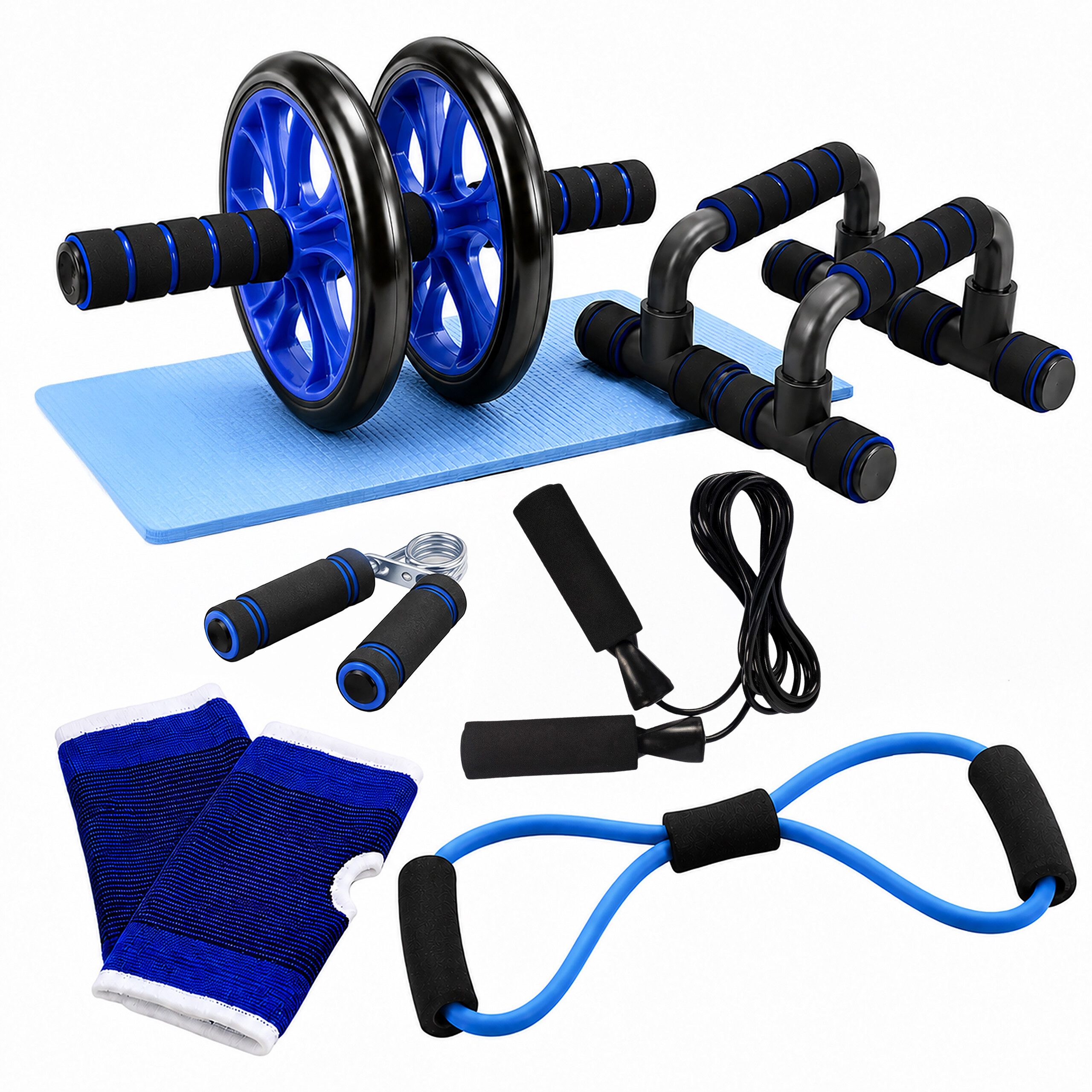 relaxdays AB-Roller 9-teiliges Fitness Set (9-St), blau
