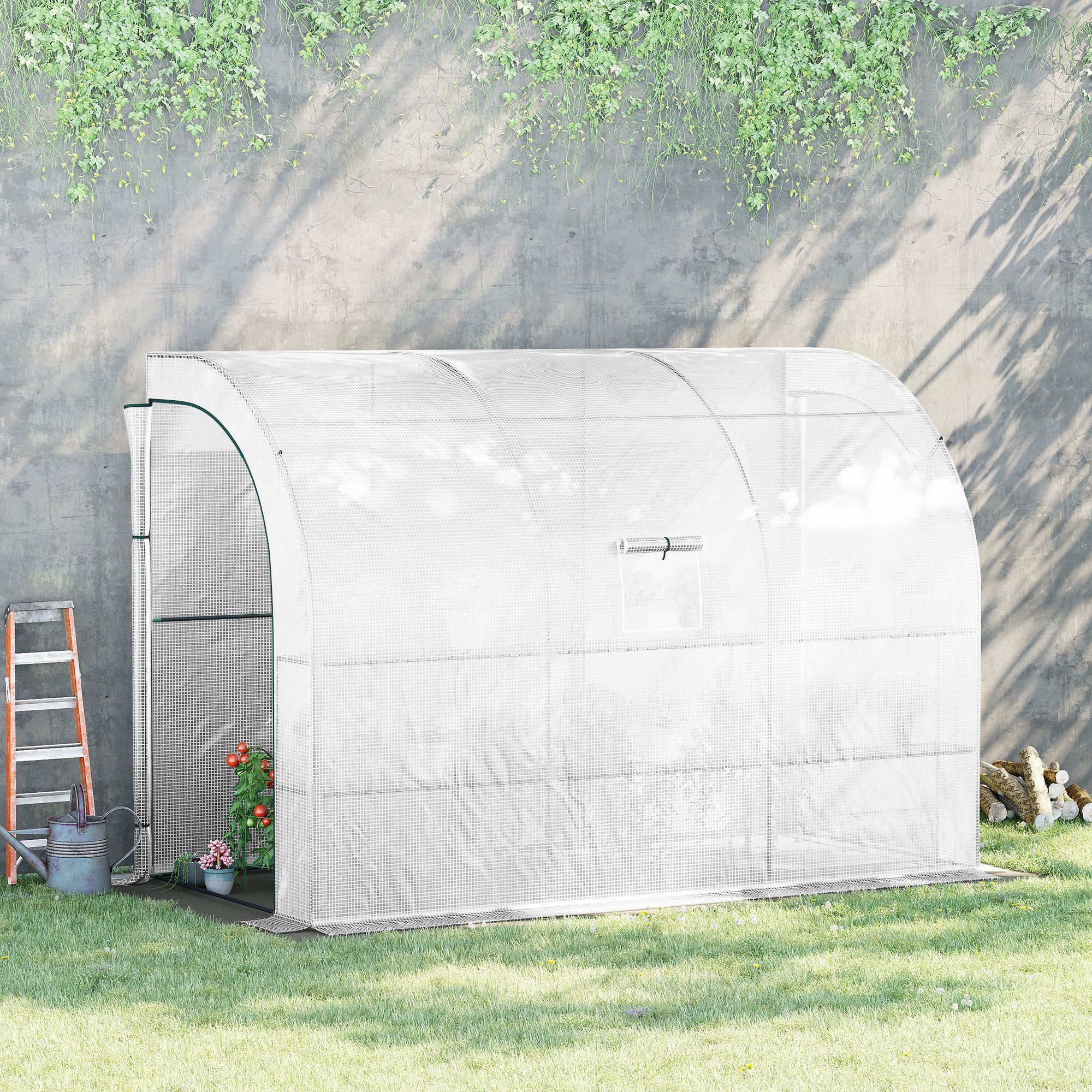 Outsunny Foliengewächshaus mit Regale, Fenster, winterfest günstig online kaufen