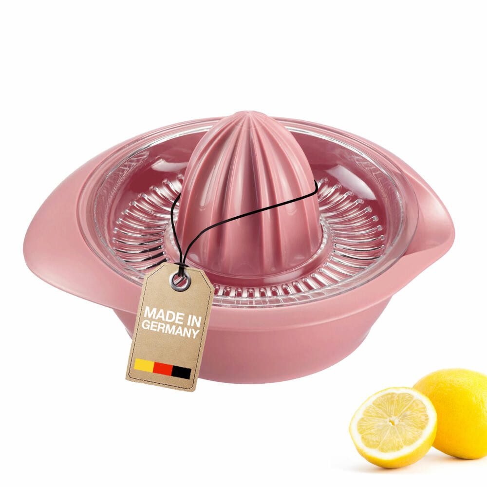 WESTMARK Zitruspresse mit Behälter, Durchmesser: 18,7 cm, Fassungsvermögen: 350 ml, Rosa, Made in Germany, langlebig, spülmaschinengeeignet