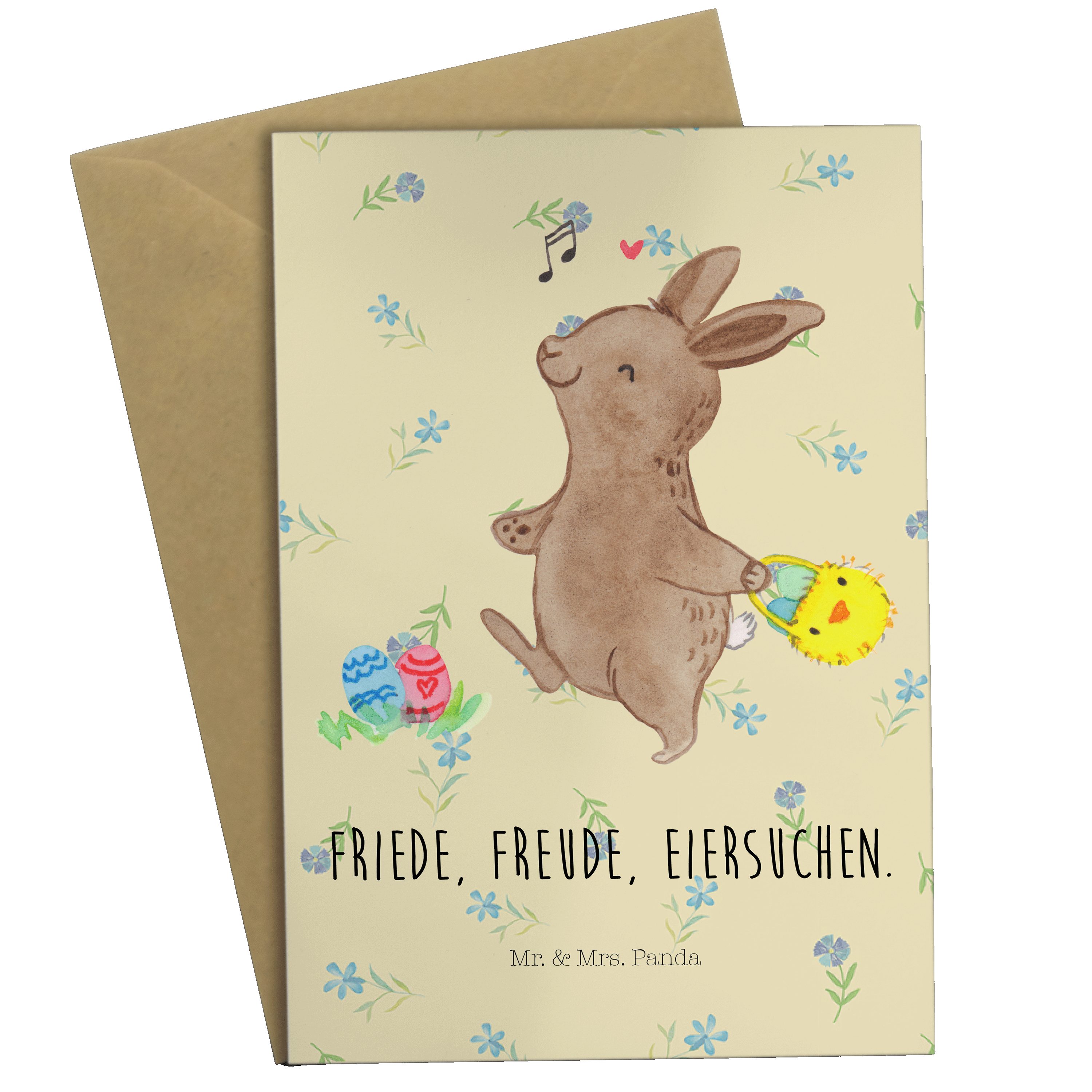 Panda & Hochzeitskarte, - Blumig Grußkarte - Geburtstagskarte Geschenk, Hase Mr. Eiersuche Mrs.