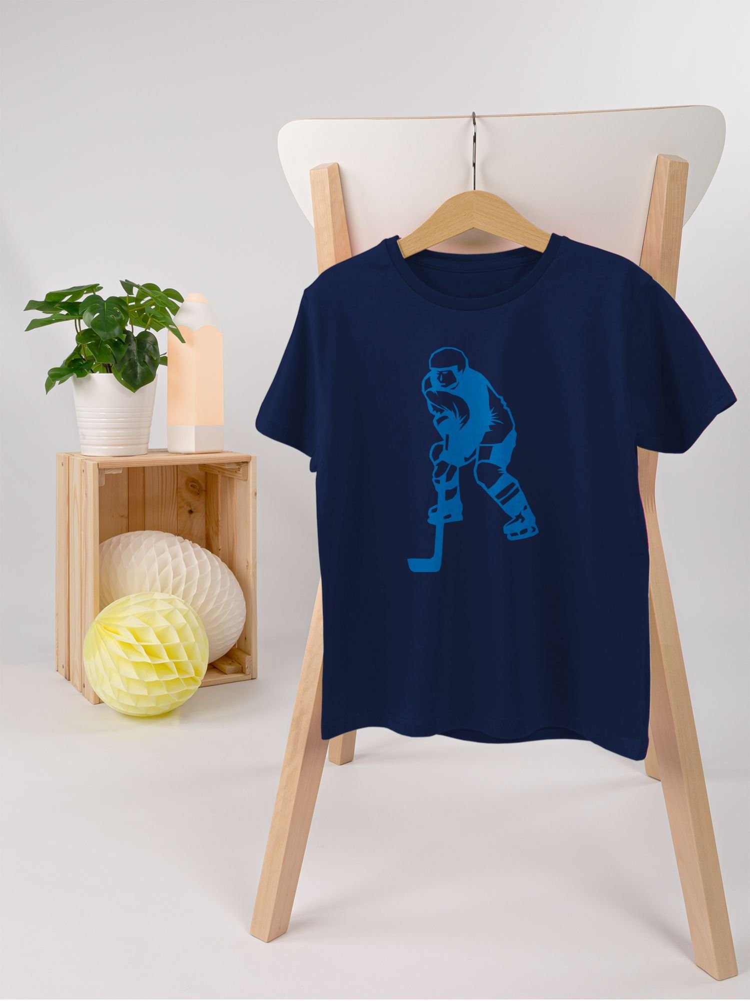 Sport T-Shirt 1 blau Kinder Kleidung Shirtracer Dunkelblau Eishockeyspieler