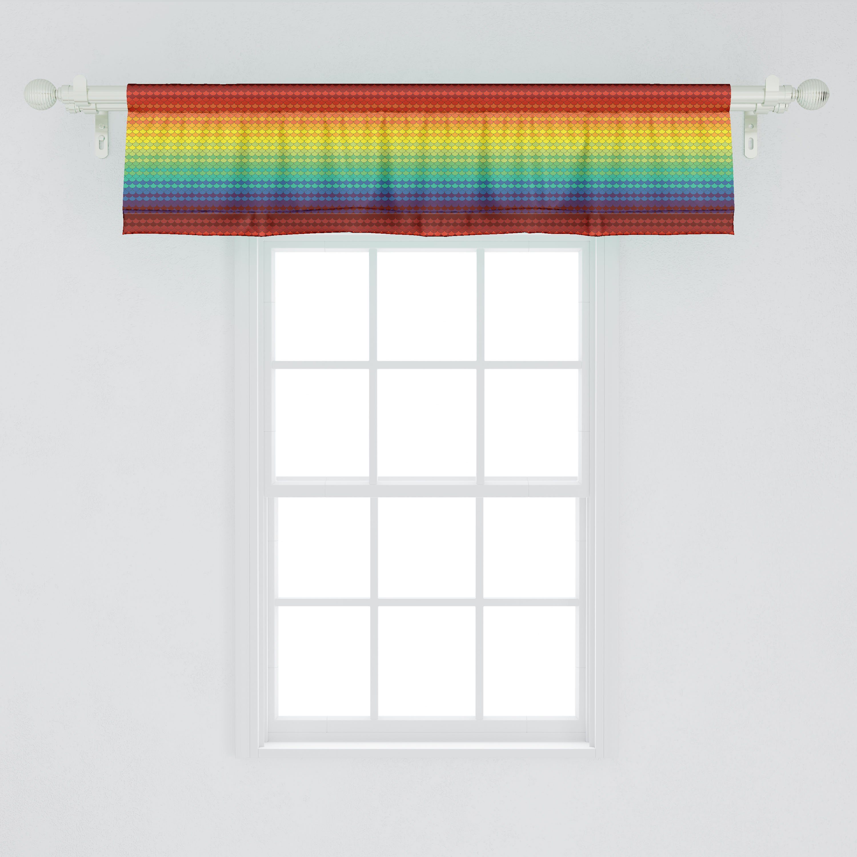 Abakuhaus, mit Scheibengardine Fiesta für Stangentasche, Vorhang Küche Regenbogen-Skala Microfaser, Schlafzimmer Bunte Volant Dekor