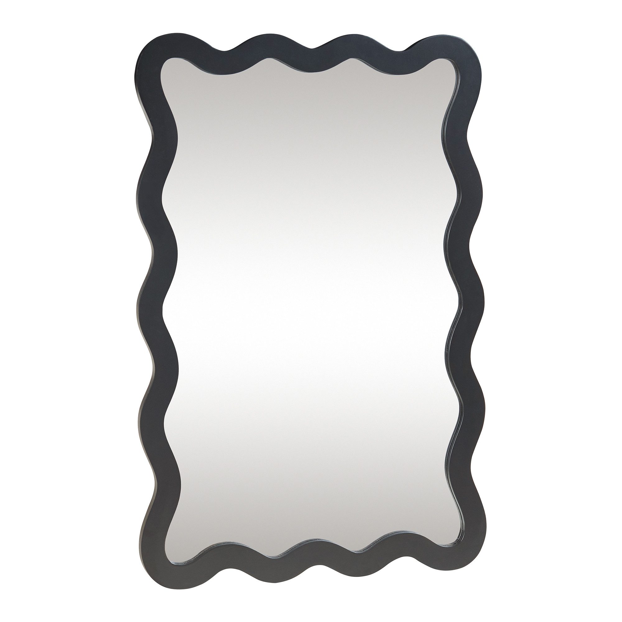 en.casa Wandspiegel, »Koster« mit Rahmen in Wellenform 90 x 60 cm Schwarz