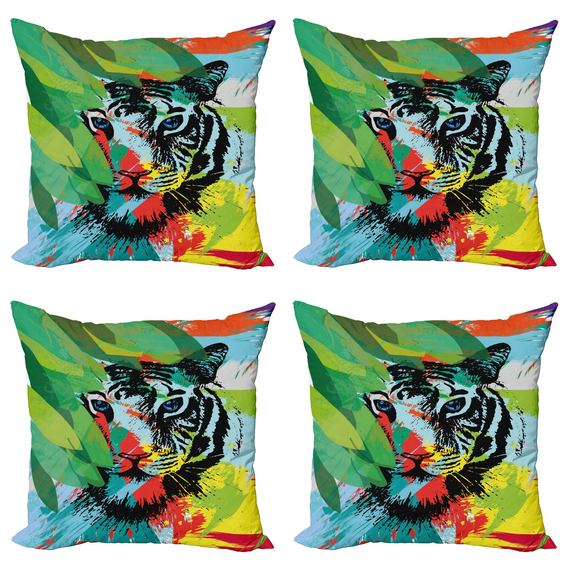 Tiger Tiger Stück), Doppelseitiger (4 Accent Zusammenfassung Digitaldruck, Kissenbezüge Bengal Modern Abakuhaus