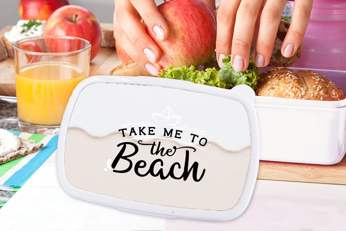 MuchoWow Lunchbox für und Mädchen Kunststoff, für Sommer Weiß und - Rosa, Erwachsene, - Jungs Brotdose, Kinder (2-tlg), Brotbox