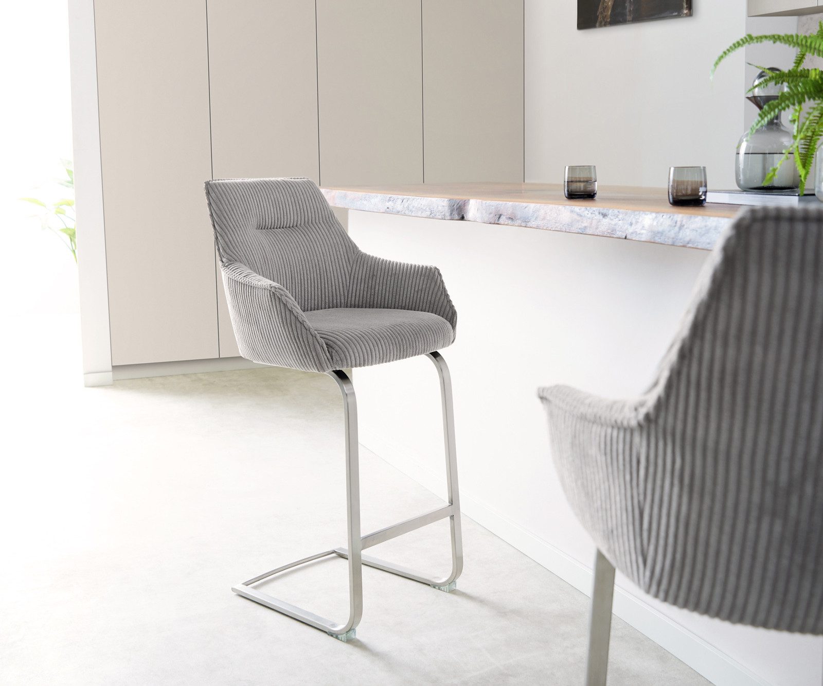 DELIFE Barhocker Alja-Flex, Freischwinger flach Edelstahl günstig online kaufen