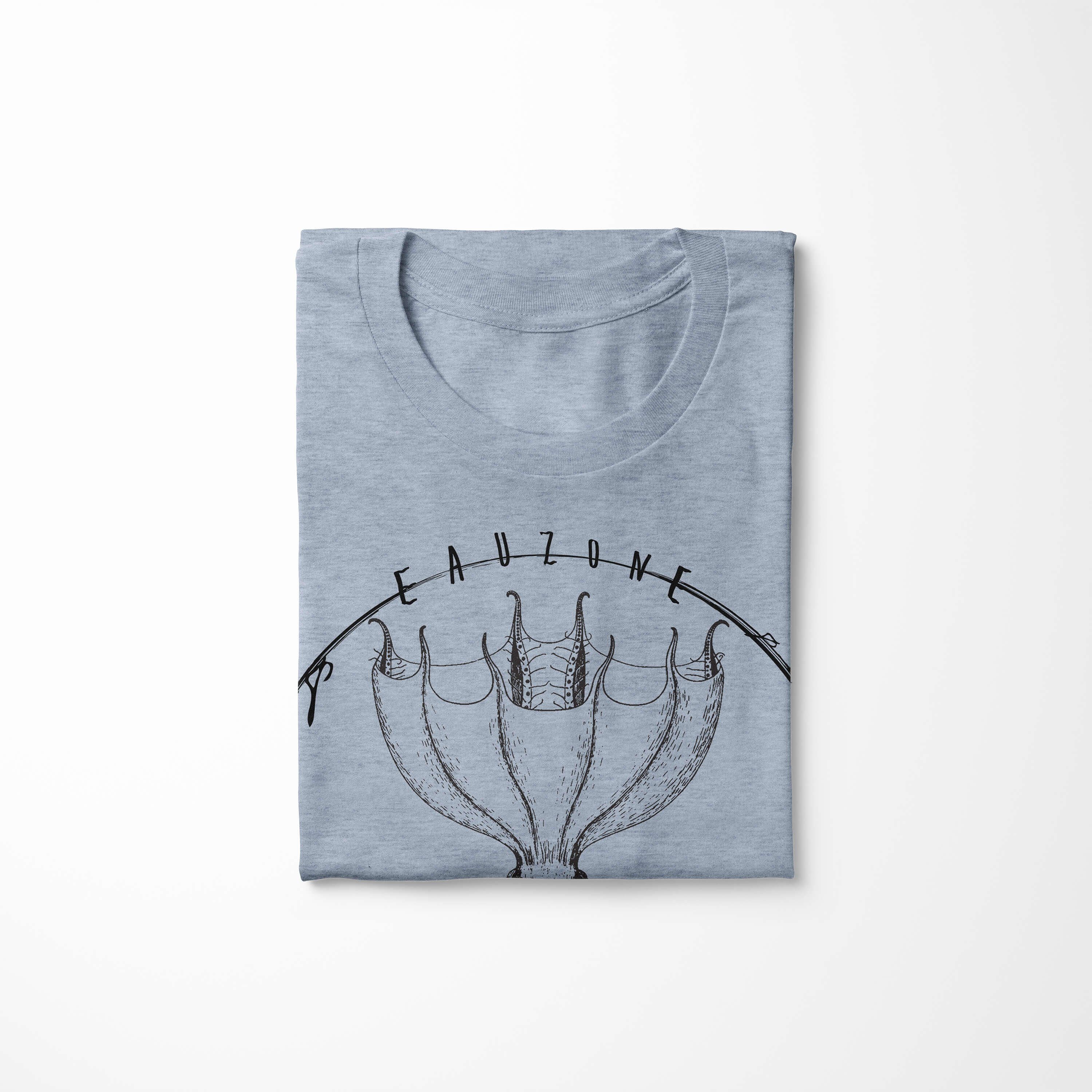 Stonewash Serie: Schnitt Art Sinus T-Shirt Fische Tiefsee / Denim T-Shirt und feine 062 Creatures, - Struktur Sea Sea sportlicher