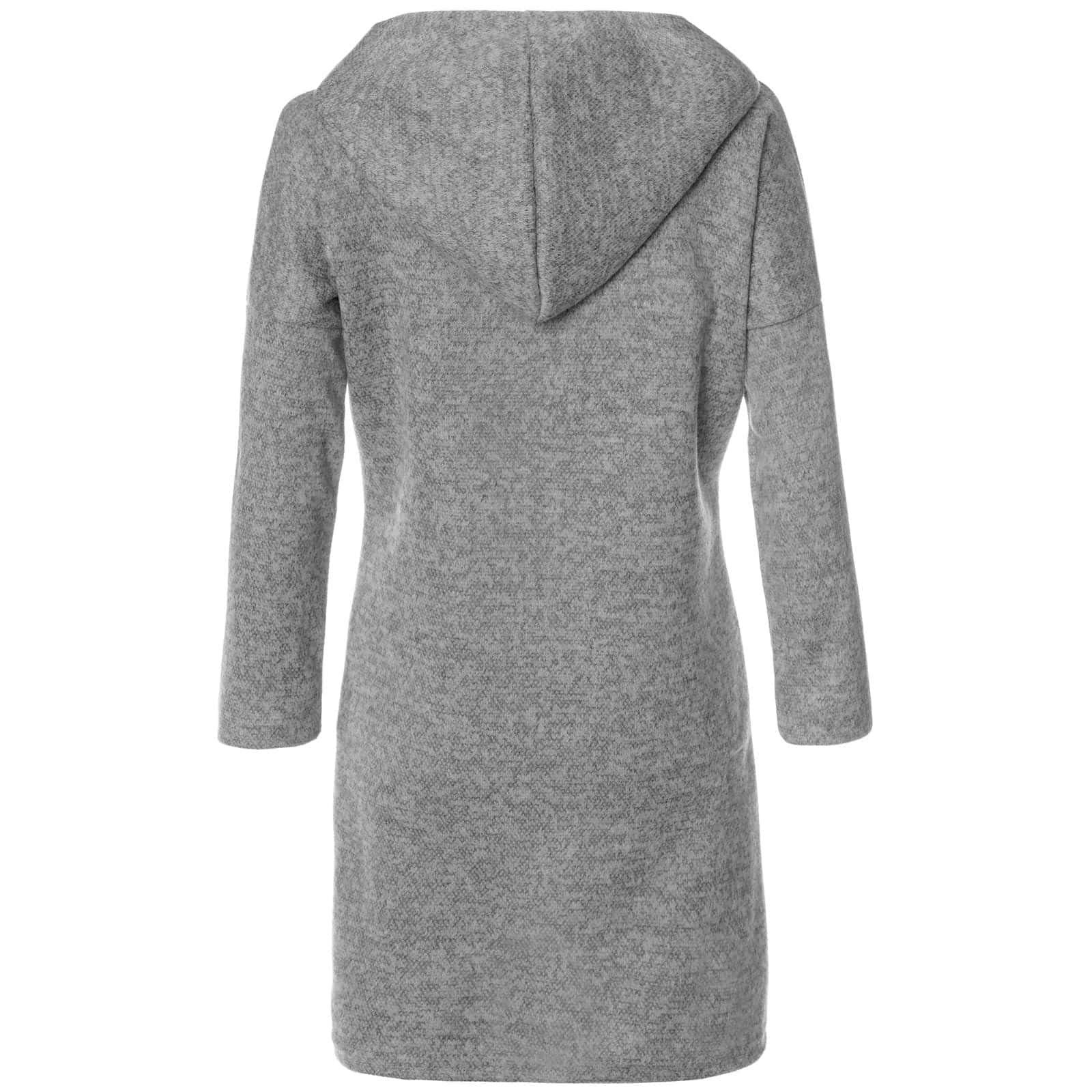 Kapuze Blusenkleid (1-tlg) BEZLIT Kängurutasche Mädchen Pullover-Kleid mit Grau
