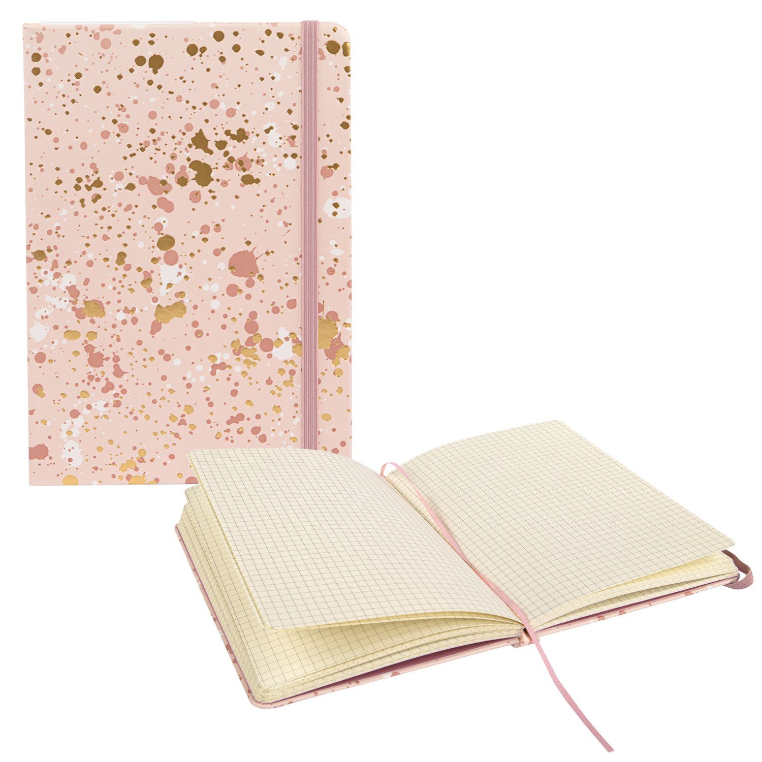 Notizbuch Idena 12250 - Notizbuch Sparkle Rose, kariert, 14 x 20 cm, 192 Seiten