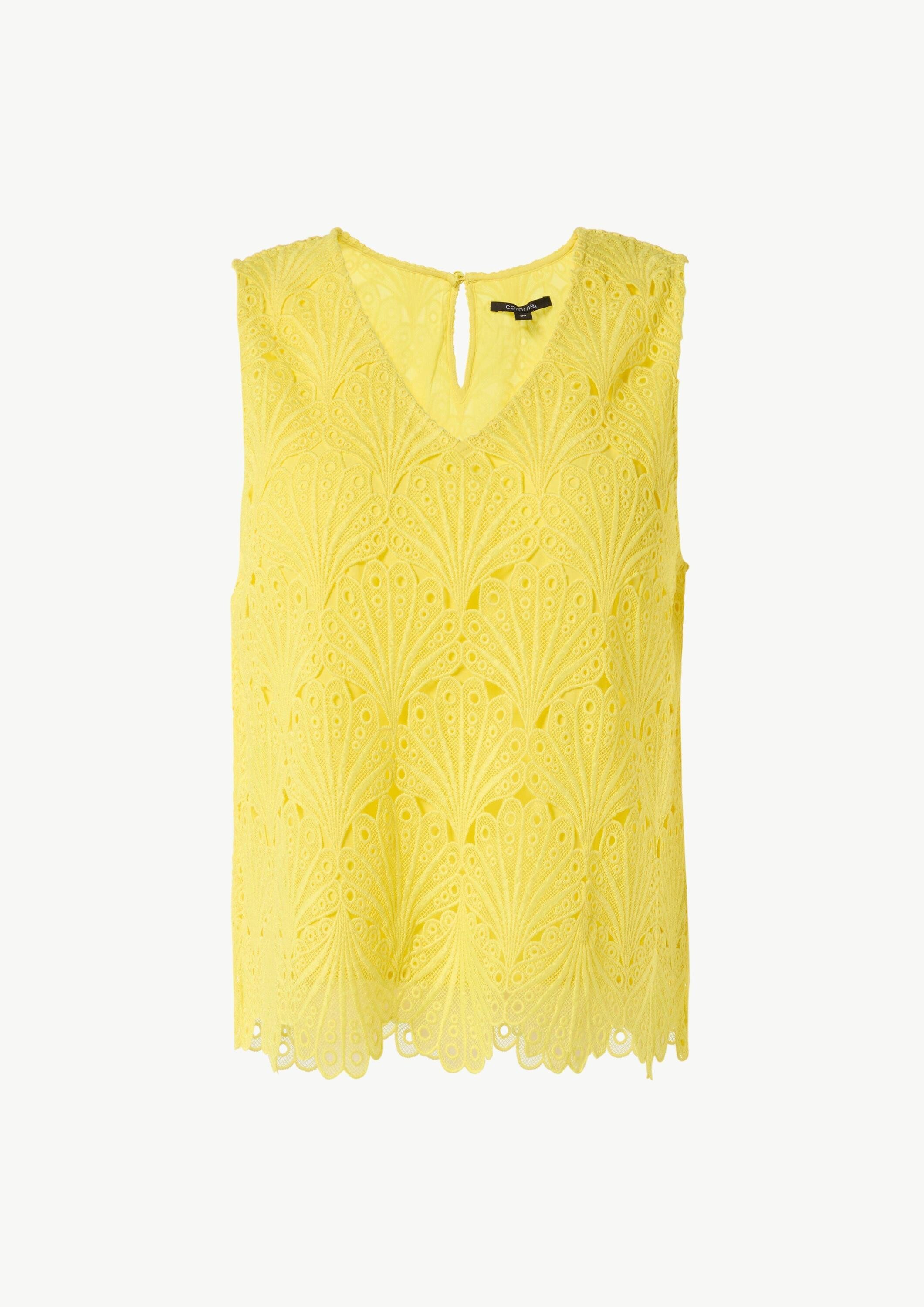 comma Blusentop Bluse Ärmelloses Top aus Spitze