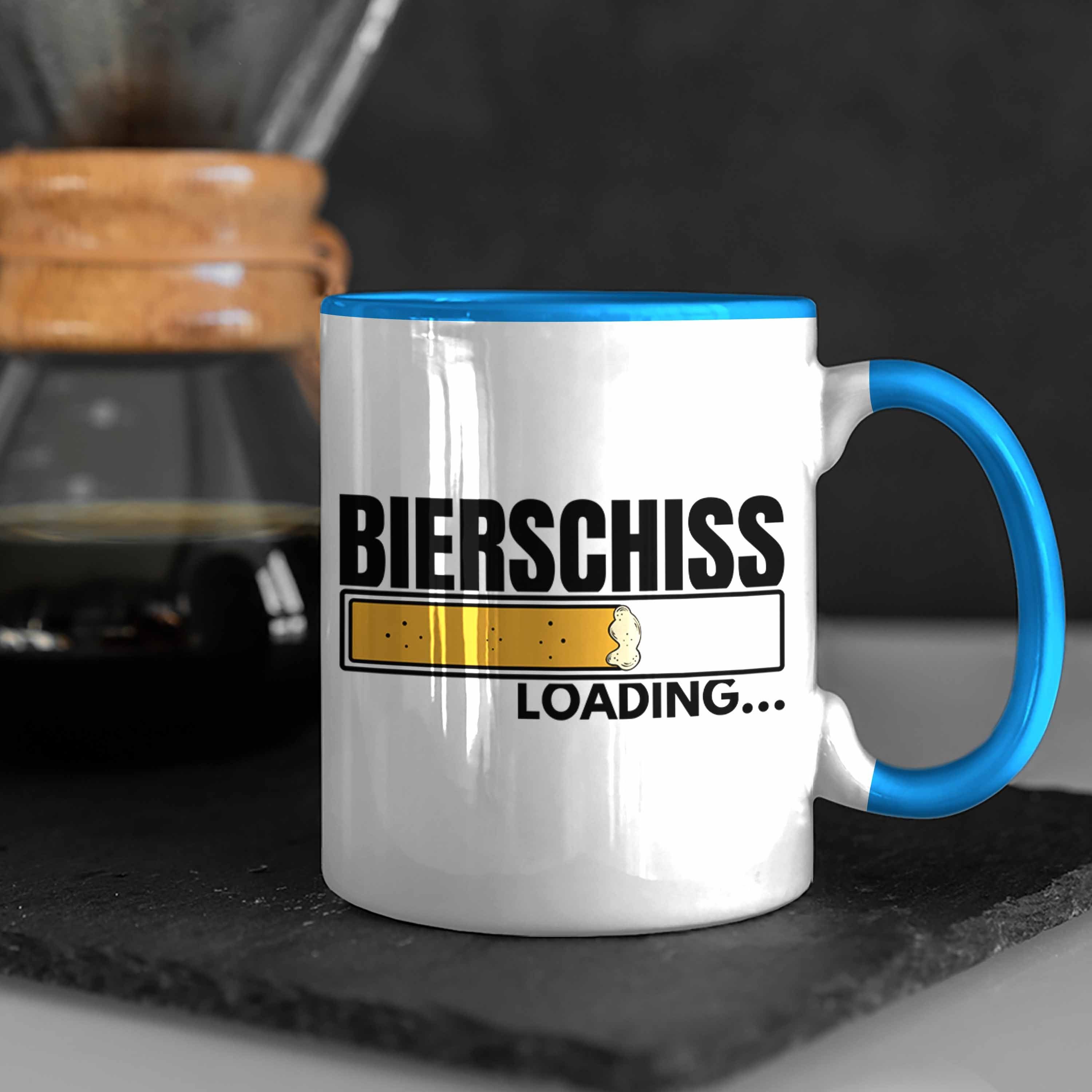 Trendation Tasse Trendation - Loading Bierschiss Blau Lustiger Mann Tasse Geschenkidee Spruch Männer Party