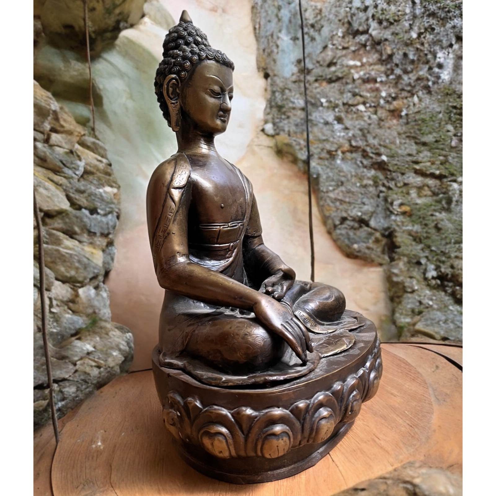 Bronze - Figur Buddhafigur alt Asien - LifeStyle Buddha groß Tibet 42cm