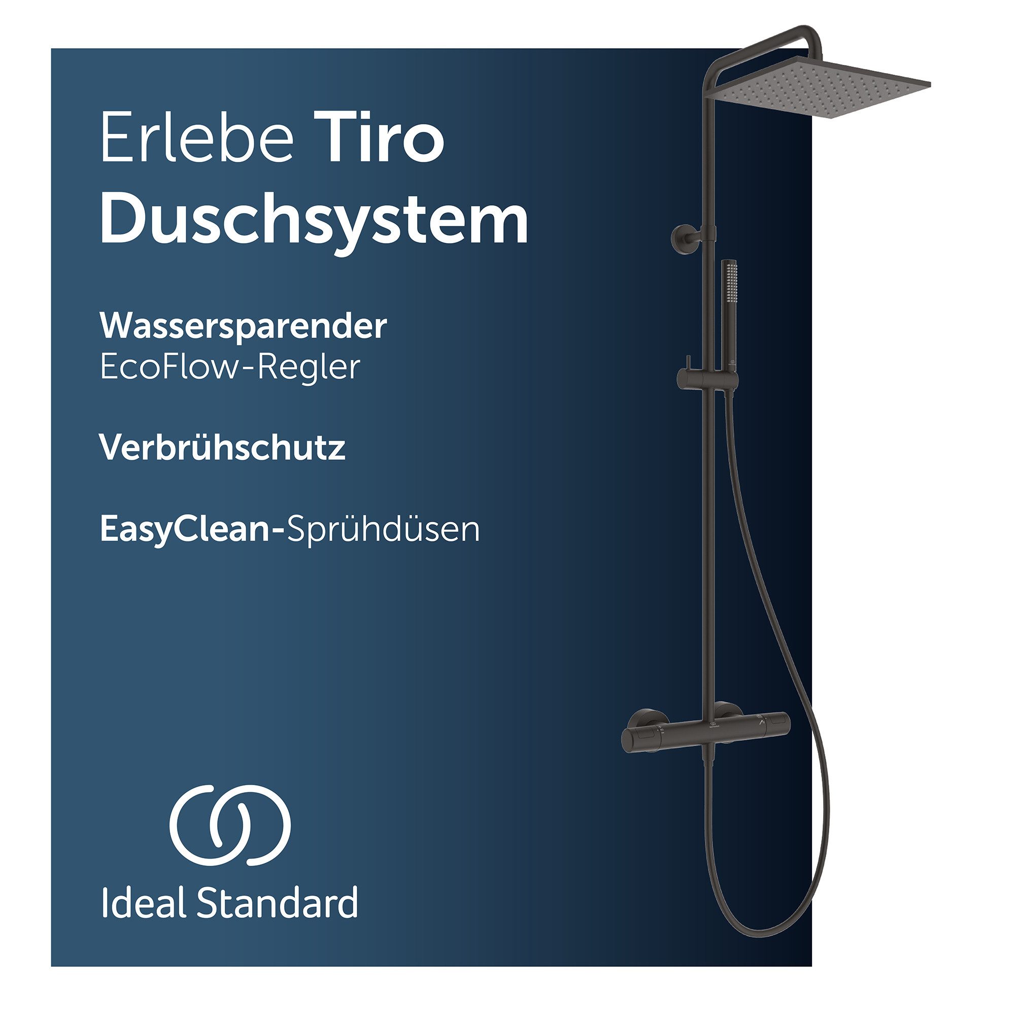 Ideal Standard Duschsystem Tiro, Wasser- & Energiesparend, CoolBody-Technologie, Einfache Reinigung