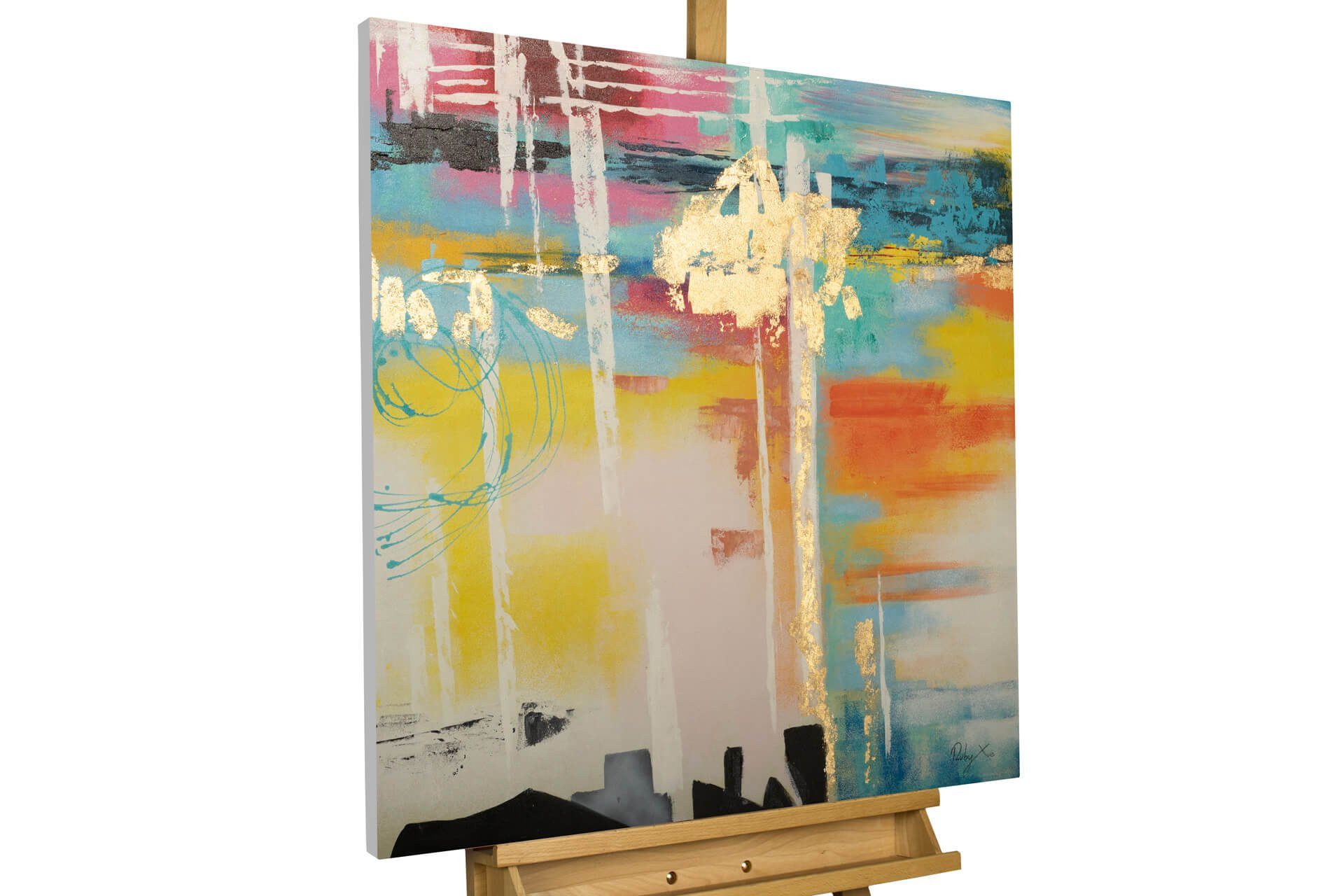 KUNSTLOFT Gemälde Kaleidoscopic Lenses 80x80 cm, Leinwandbild 100% HANDGEMALT Wandbild Wohnzimmer