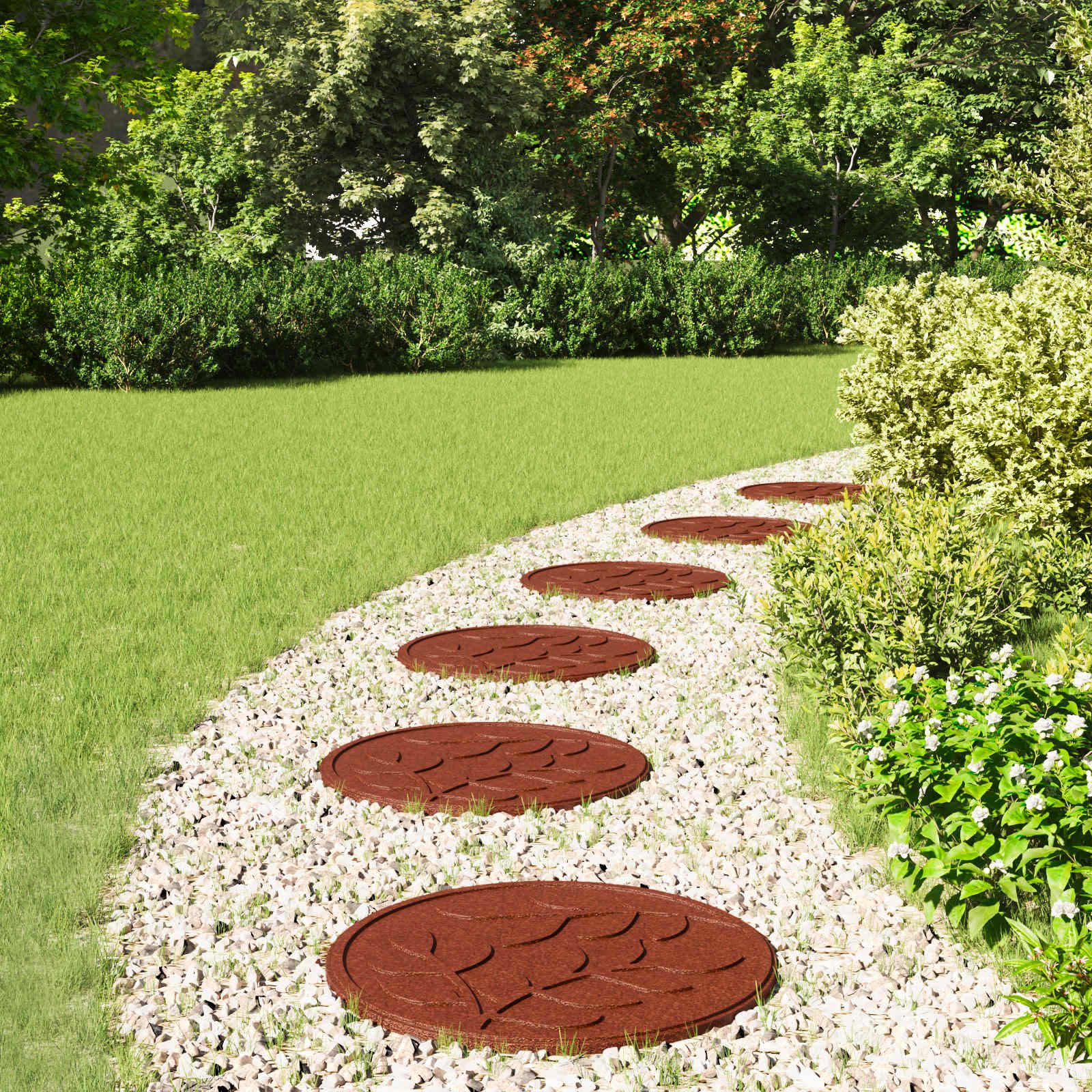vidaXL Terrassendielen 44 x 2 cm Gehwegstein 6 pcs Rot Ø 44x2 cm Gummi, BxL: je 0x0 cm