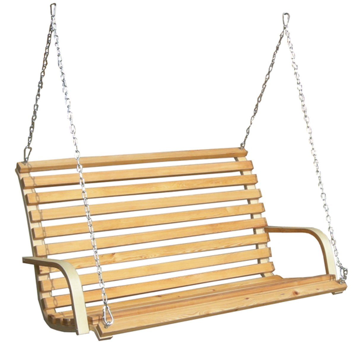 AMANKA Hollywoodschaukel Gartenschaukel aus Lärchenholz für 3 Personen mit Stahlketten, Massive Schaukel mit geölter Sitzbank und Armlehnen