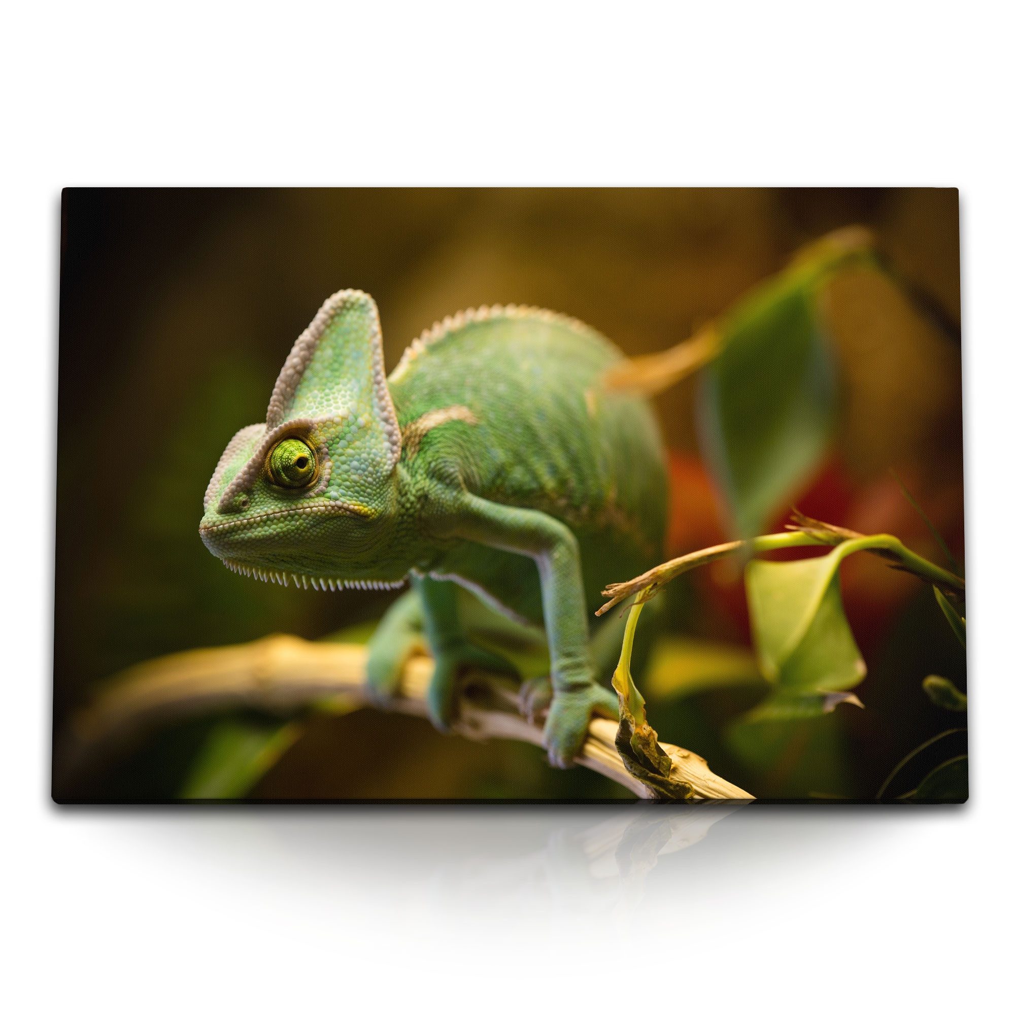 Leinwandbild 120x80cm Wandbild auf Leinwand Chamäleons Reptil Tropisch Dschungel Re