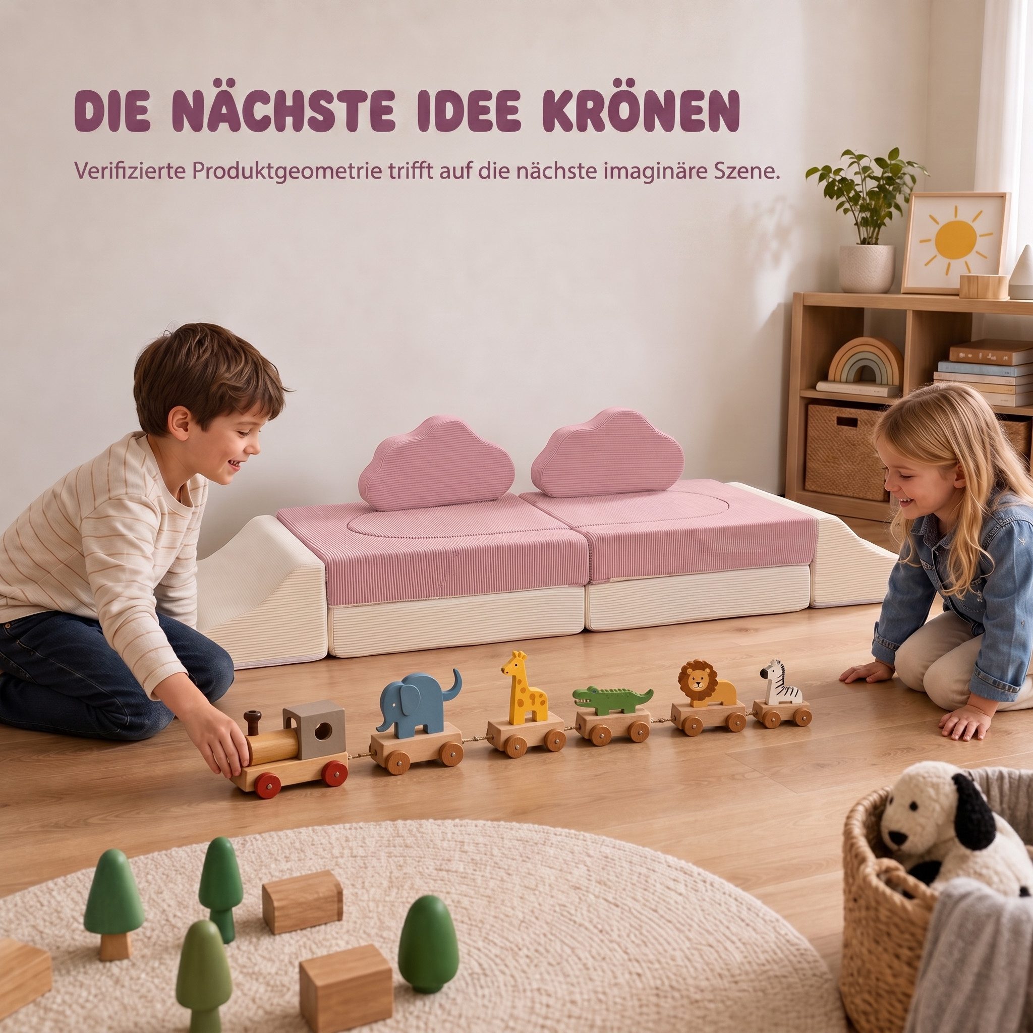 Jiexi Kindersofa Kindersofa Modular Spielsofa aus Cord Stoff Schaumstoff Couch – Bild 3 von 5