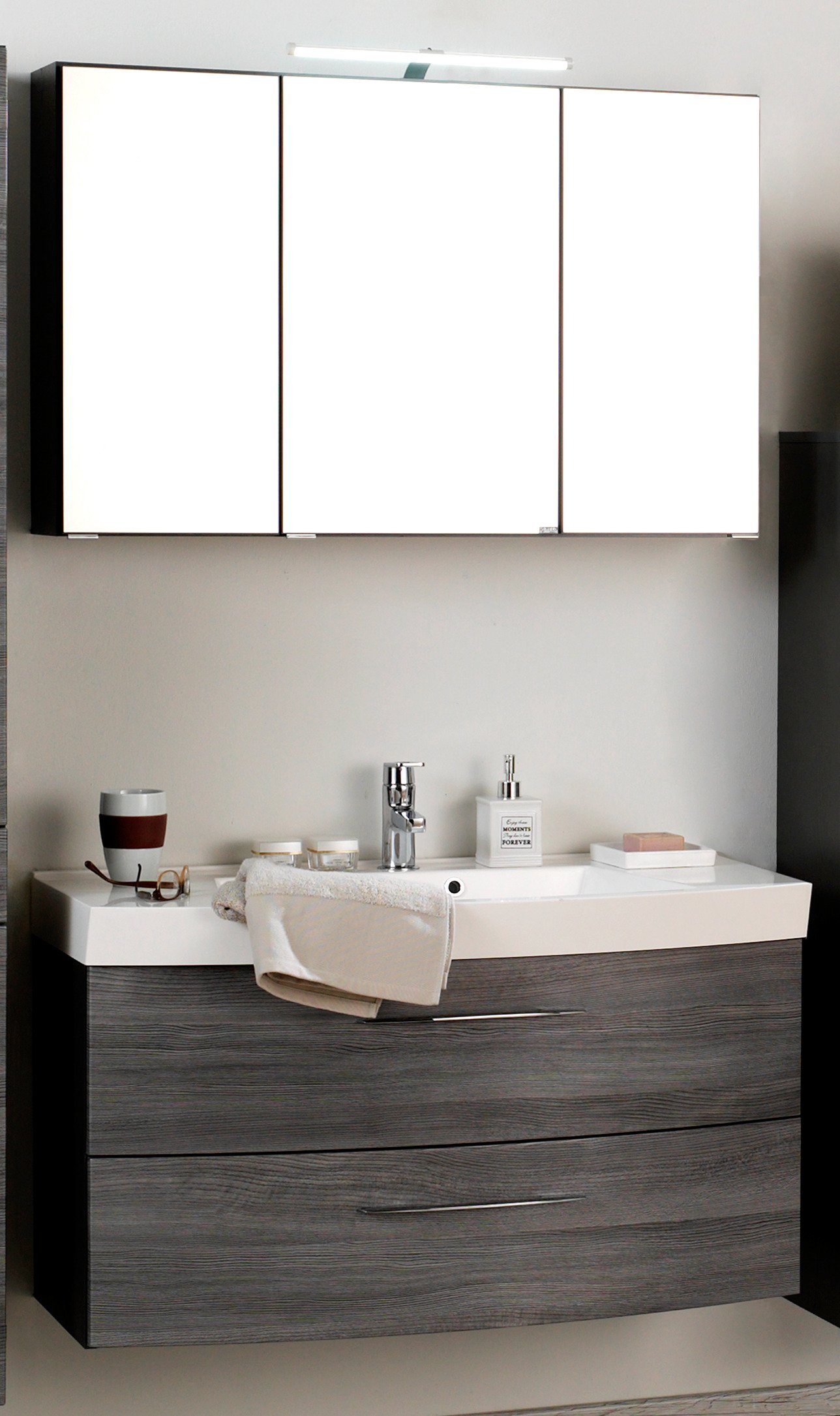 welltime Badmöbel-Set Florida, (2-St), Breite 100 cm, Waschtisch mit gewölb günstig online kaufen