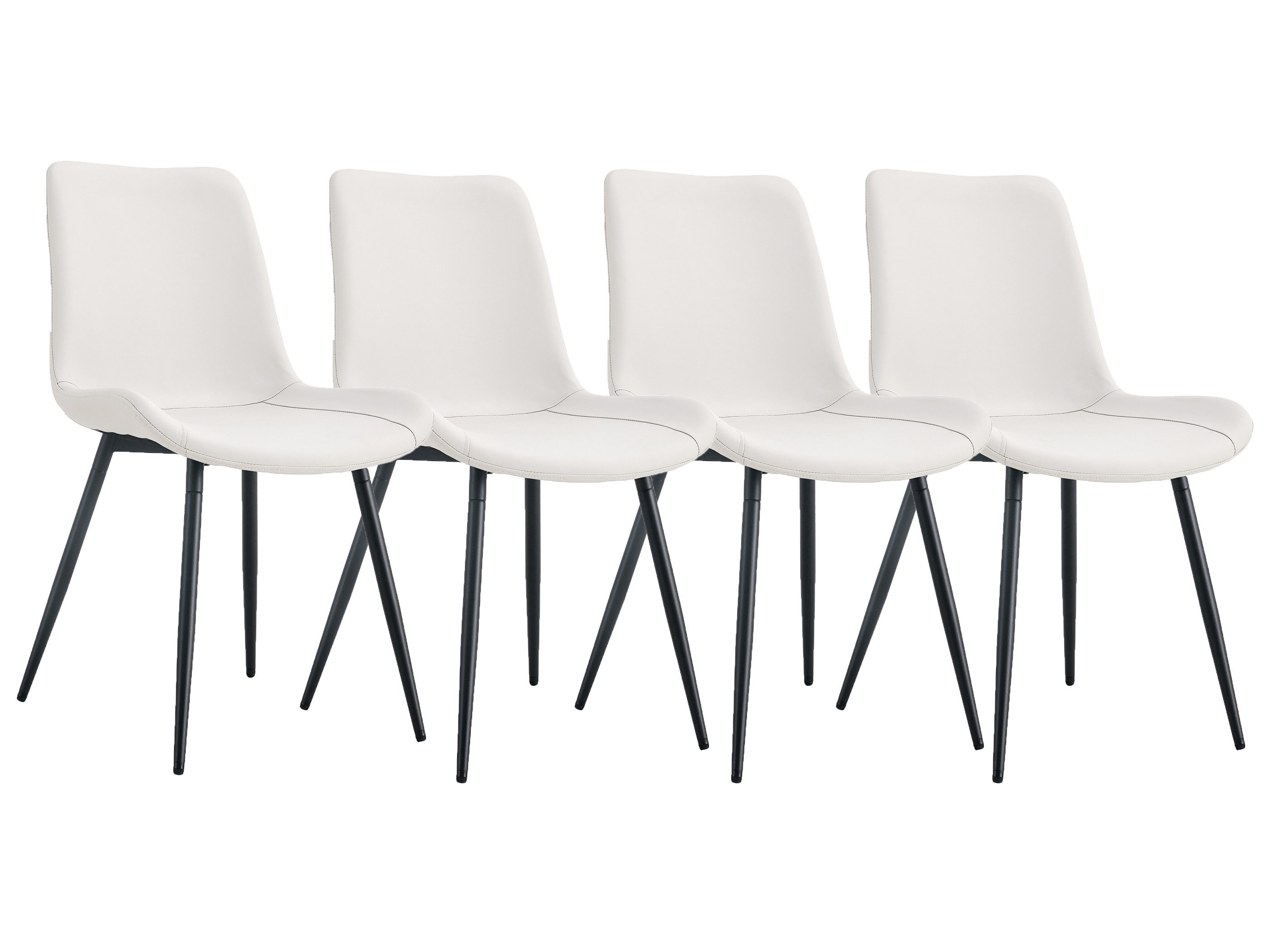 SeedWave Esszimmerstuhl 4er Set Küchenstuhl aus PU-Leder, mit Geschwungenem Sitz, Metallfüßen, Polsterstühle inkl. Rutschfeste Füße, Schwammfüllung