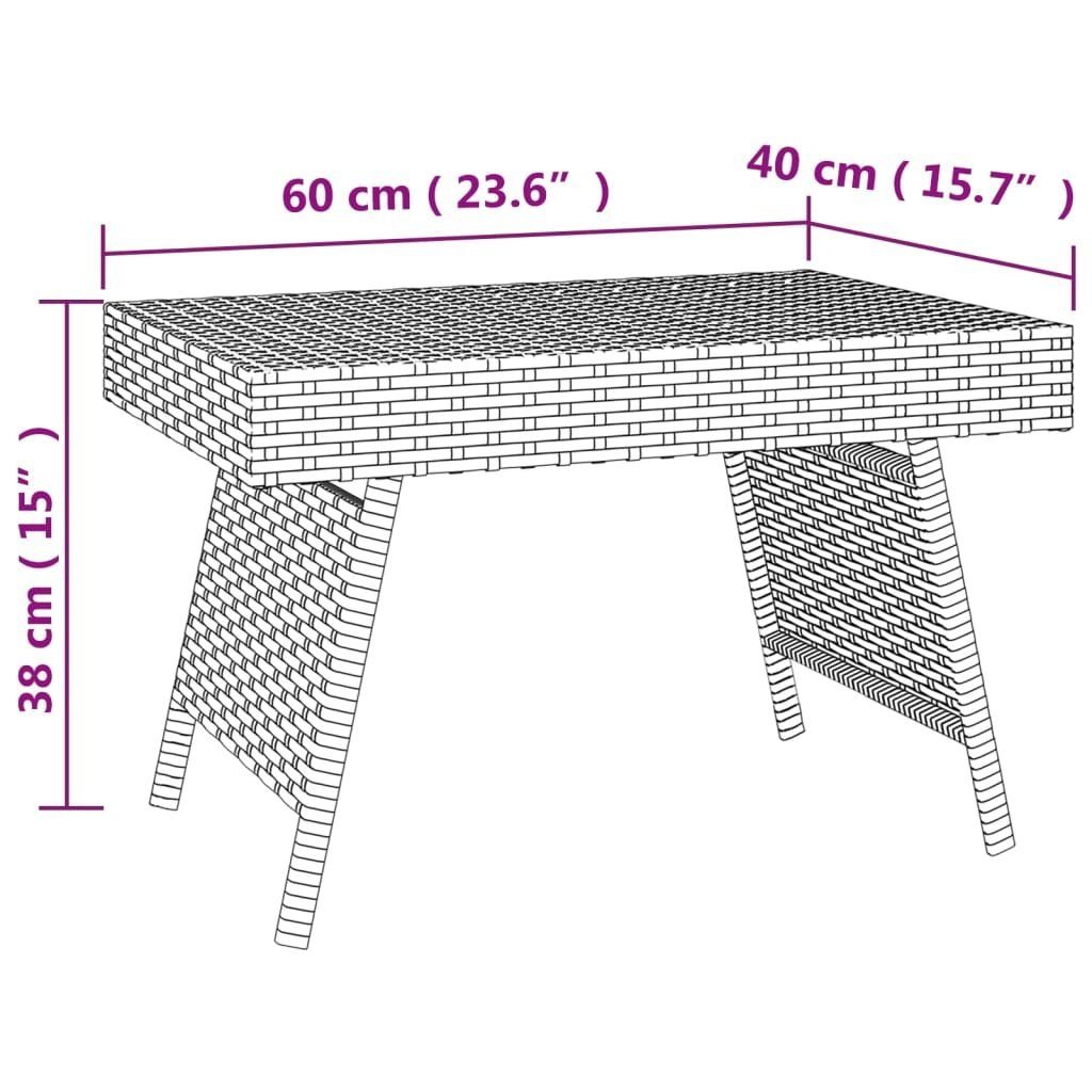 furnicato Poly Rattan Klappbar Beistelltisch (1-St) 60x40x38 cm Braun