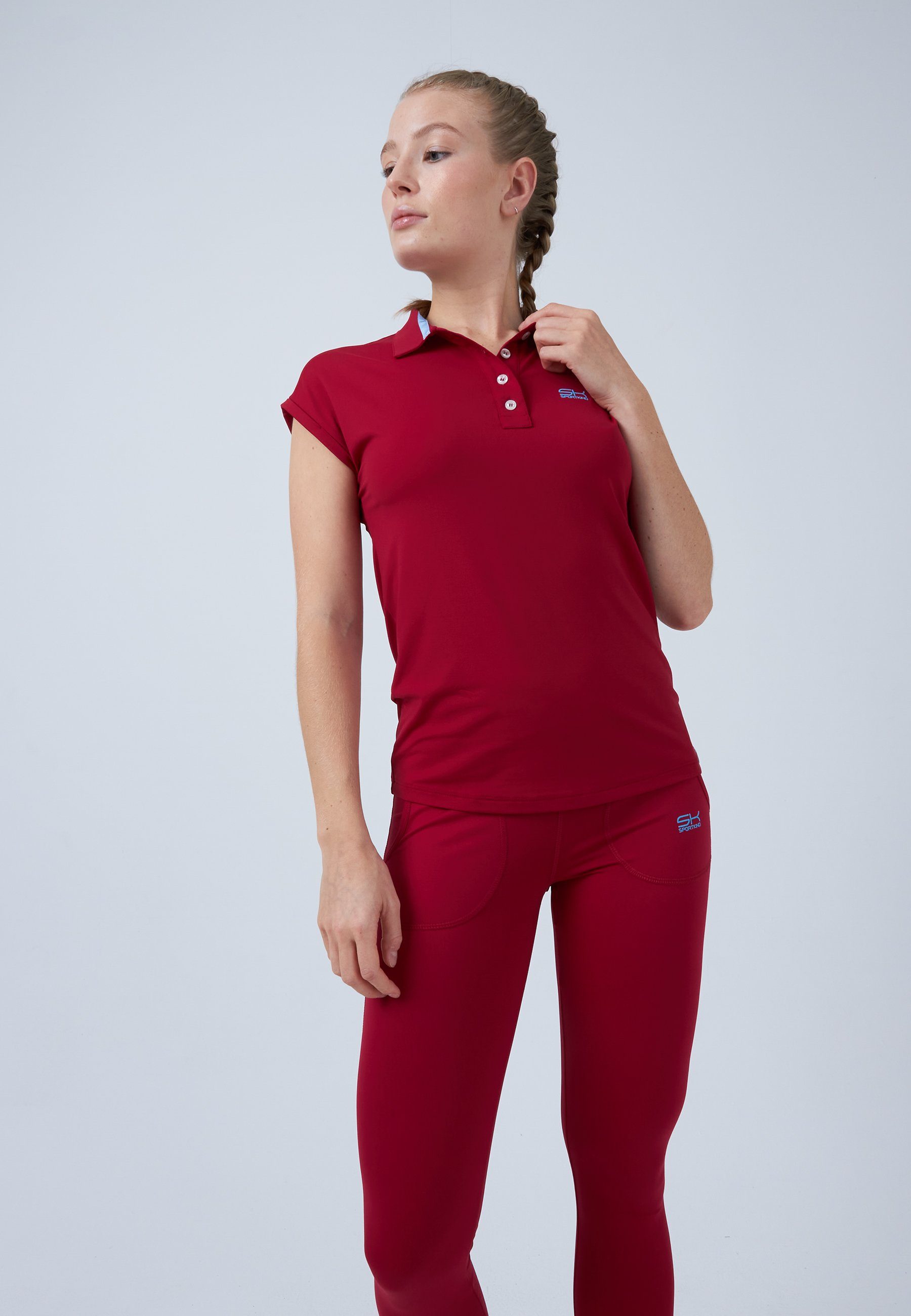 Polo Loose-Fit rot SPORTKIND Mädchen & Funktionsshirt Damen Shirt Golf bordeaux