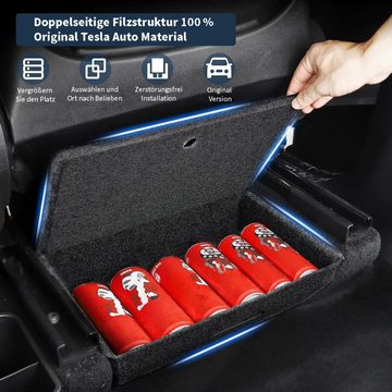 yozhiqu Aufbewahrungsbox Staufach unter dem Sitz für Tesla Y 2021-2023 Modelle (1 St), Vordersitz,Tablett,Filzstoff,versteckte Schublade (1 Stück mit Deckel)