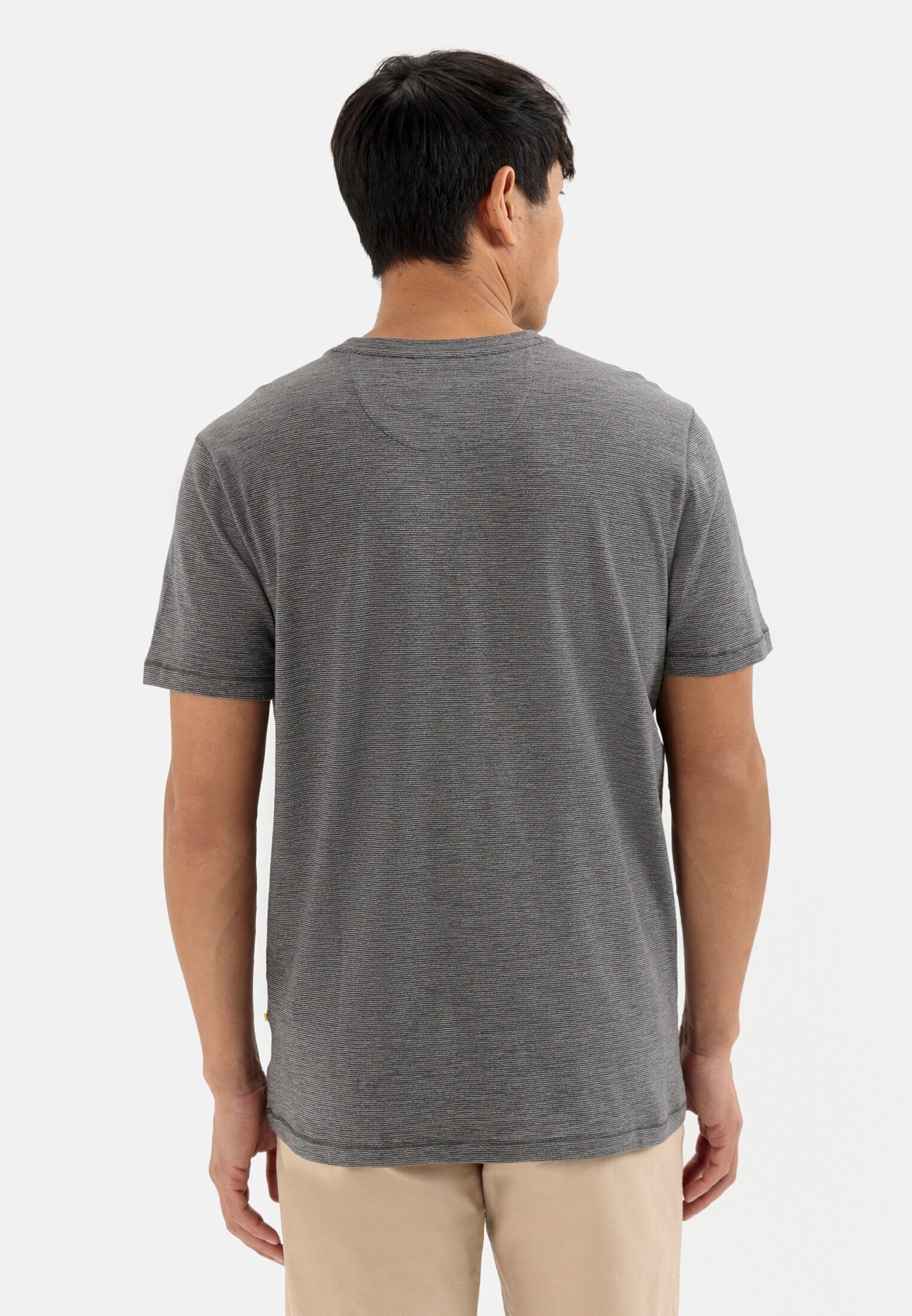 camel feinem Streifenmuster T-Shirt mit Grau active