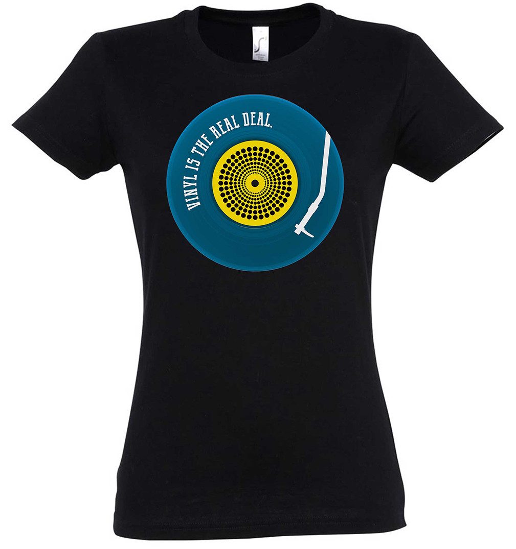 Urban Backwoods Print-Shirt Schallplatte Is The Real Deal Damen T-Shirt Schallplatte Record Player (1-tlg) Musik Music DJ Turntables