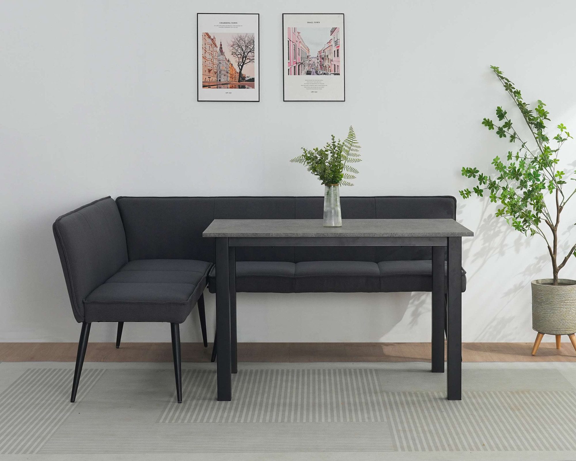 OTTO home Essbank Ianna, schwarze Metallbeine, pflegeleichtem Webstoff Bezug, Breite 193 cm