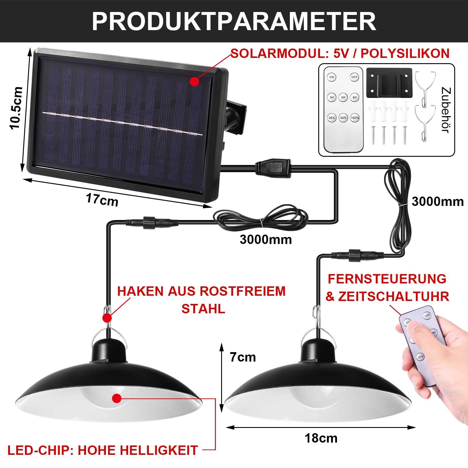 Rosnek LED Solarleuchte Dimmbarer,Wasserdichte, Energiesparende,für Garten günstig online kaufen