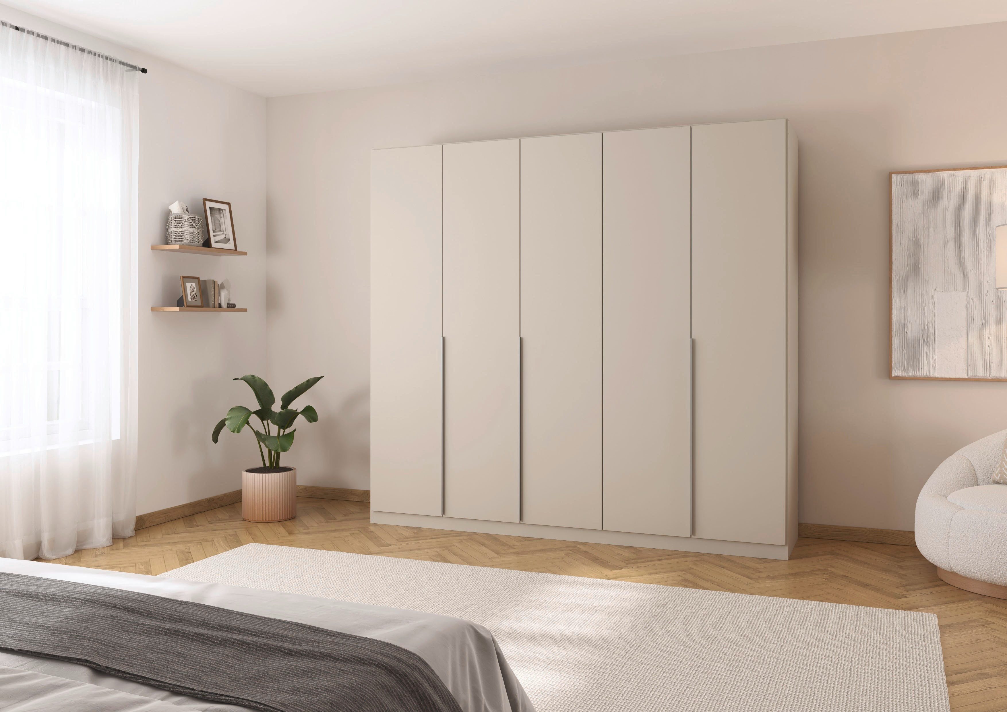 OTTO home Drehtürenschrank Kleiderschrank Schrank Garderobe AGORDO Schlafzimmer (in zwei Griff-Farben, Breiten 91-405 cm, Dekor- oder Hochglanzfront) durchdachte Innenausstattung, in 8 Breiten und 2 Höhen MADE IN GERMANY