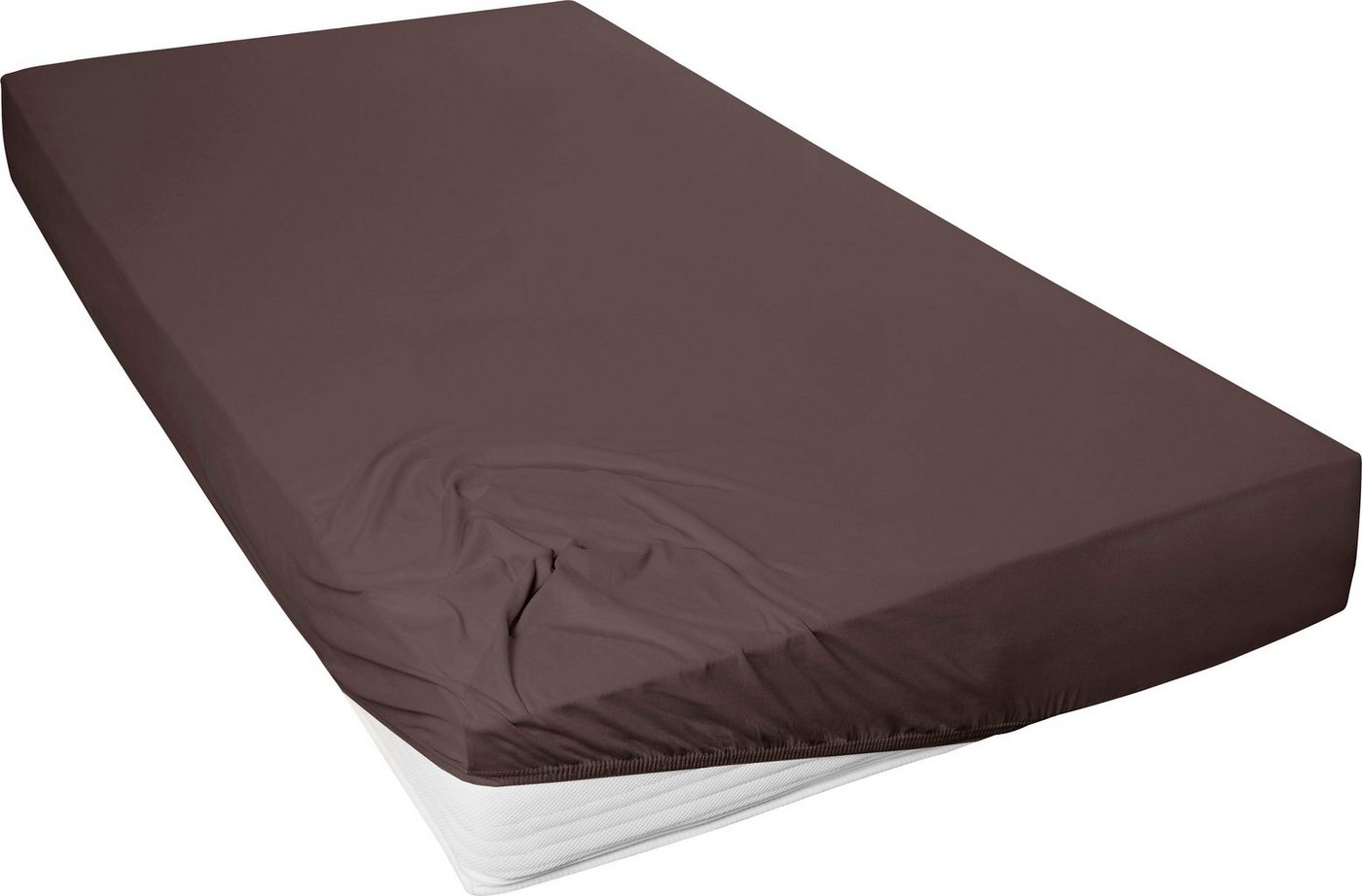 Primera Spannbettlaken Mako-Feinjersey Spannbetttuch, Mako-Jersey, Gummizug: rundum, (1 Stück), Geeignet für Standardmatratzen bis 22 cm, 100% Baumwolle