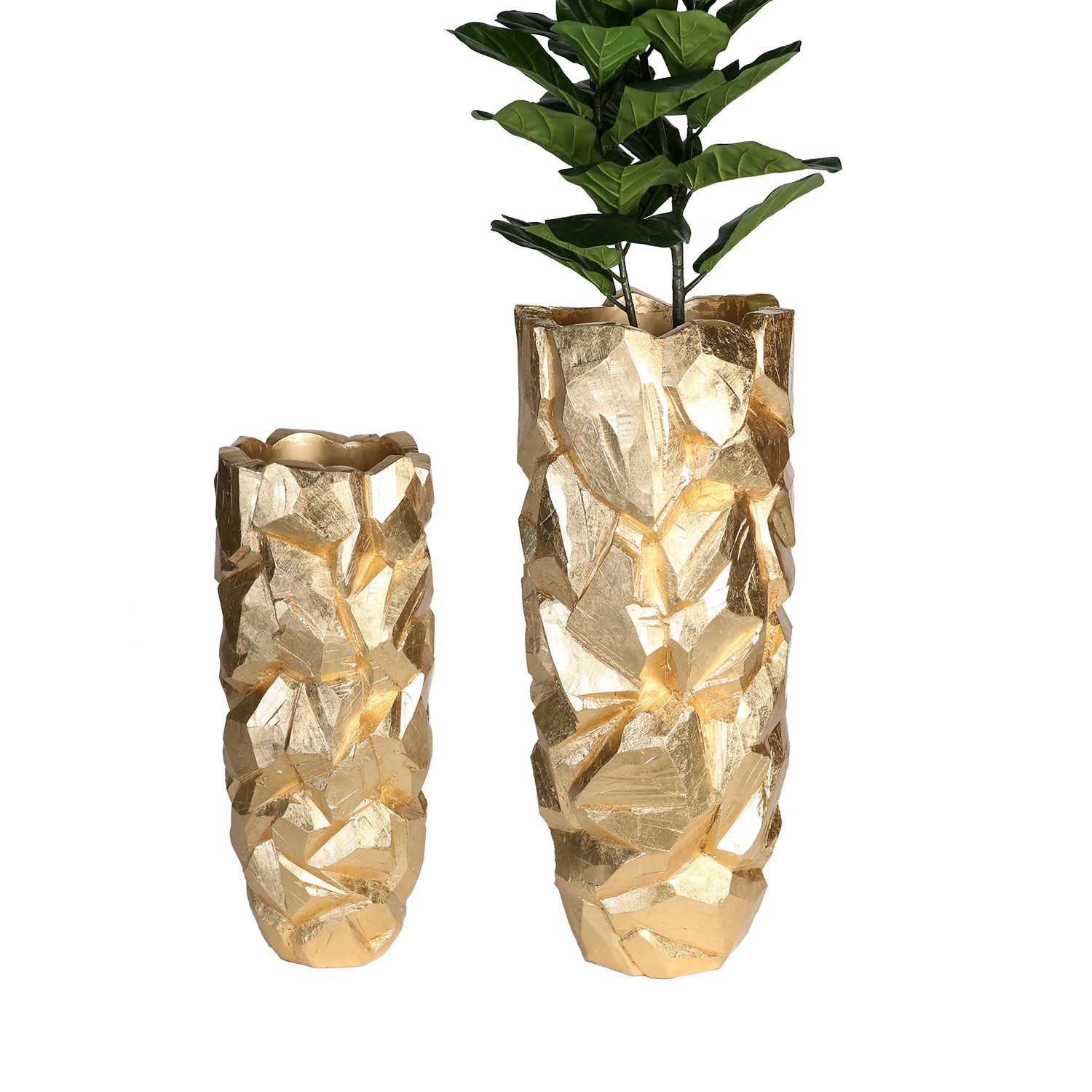 GILDE Übertopf BIG NUGGET Übertopf XXL - gold - Fiberglas, Kunstharz - Höhe 70cm (1x Übertopf XXL, Übertopf - Blumengefäß), Blumenkübel - Blumentopf - Pflanztopf - Pflanzkübel