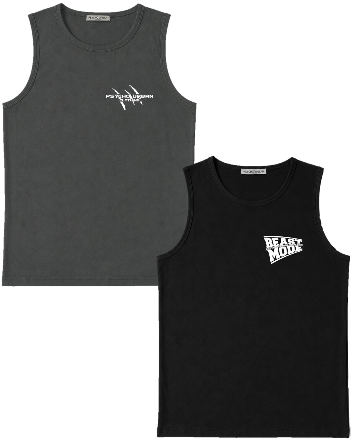 Psycho Urban Tanktop (Spar-Set, 2er Pack) mit Printaufdruck aus Baumwolle