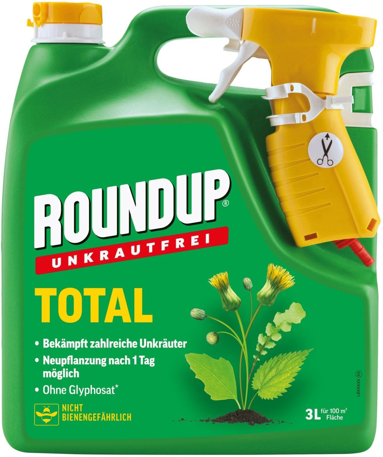 ROUNDUP Unkrautbekämpfungsmittel Unkrautbekämpfungsmittel Roundup Unkrautfrei TOTAL, 3 L Sprühflasche, 3000 ml