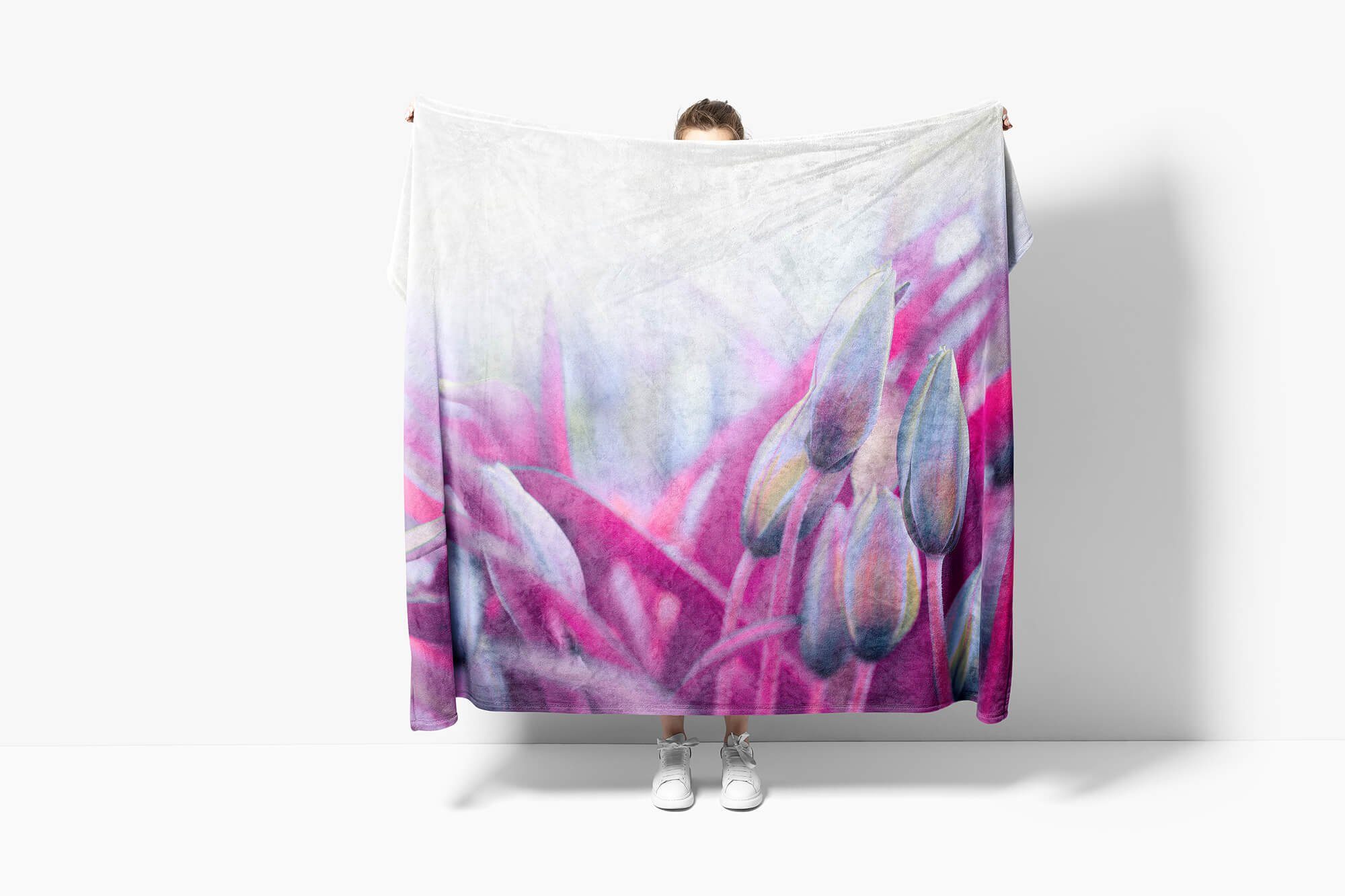 Sinus Art Handtücher Handtuch Fotomotiv kunstvolle Baumwolle-Polyester-Mix Saunatuch Blumen, Kuscheldecke Handtuch (1-St), mit Strandhandtuch