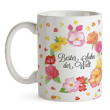 Mr. & Mrs. Panda Tasse Sohn - Geschenk, Vater, Porzellantasse, Becher, Blumen Liebe Flower, Keramik