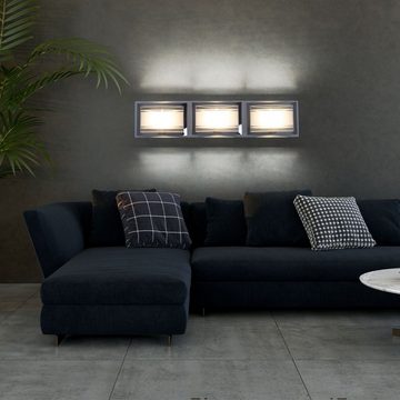 etc-shop LED Wandleuchte, LED-Leuchtmittel fest verbaut, Warmweiß, LED Wandleuchte Wandsport Chrom ALU Glas Flurleuchte Wohnzimmerlampe