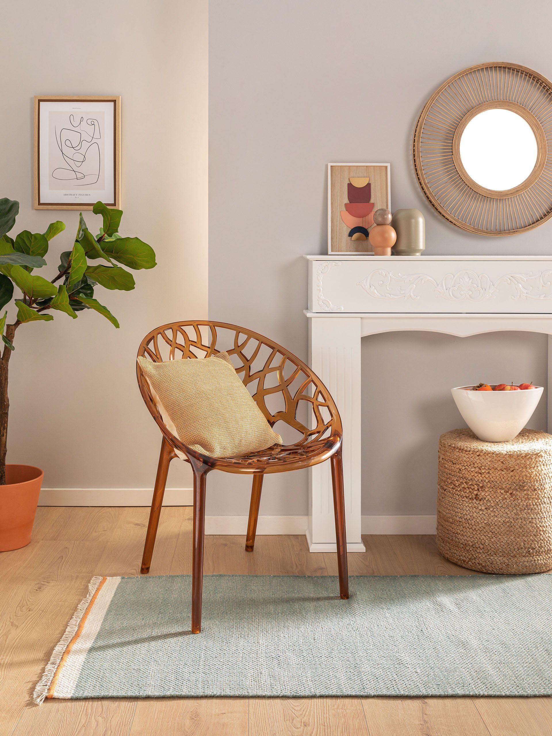 benuta Wollteppich Karla, rechteckig, Höhe: 5 mm, Kunstfaser, Berber, Ethno-Style, Wohnzimmer