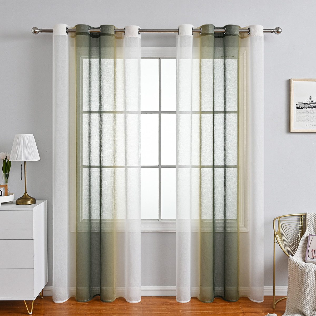 BYSURE Gardine (2 St), Ösen, halbtransparent, Polyester, Farbverlaufsvorhän günstig online kaufen