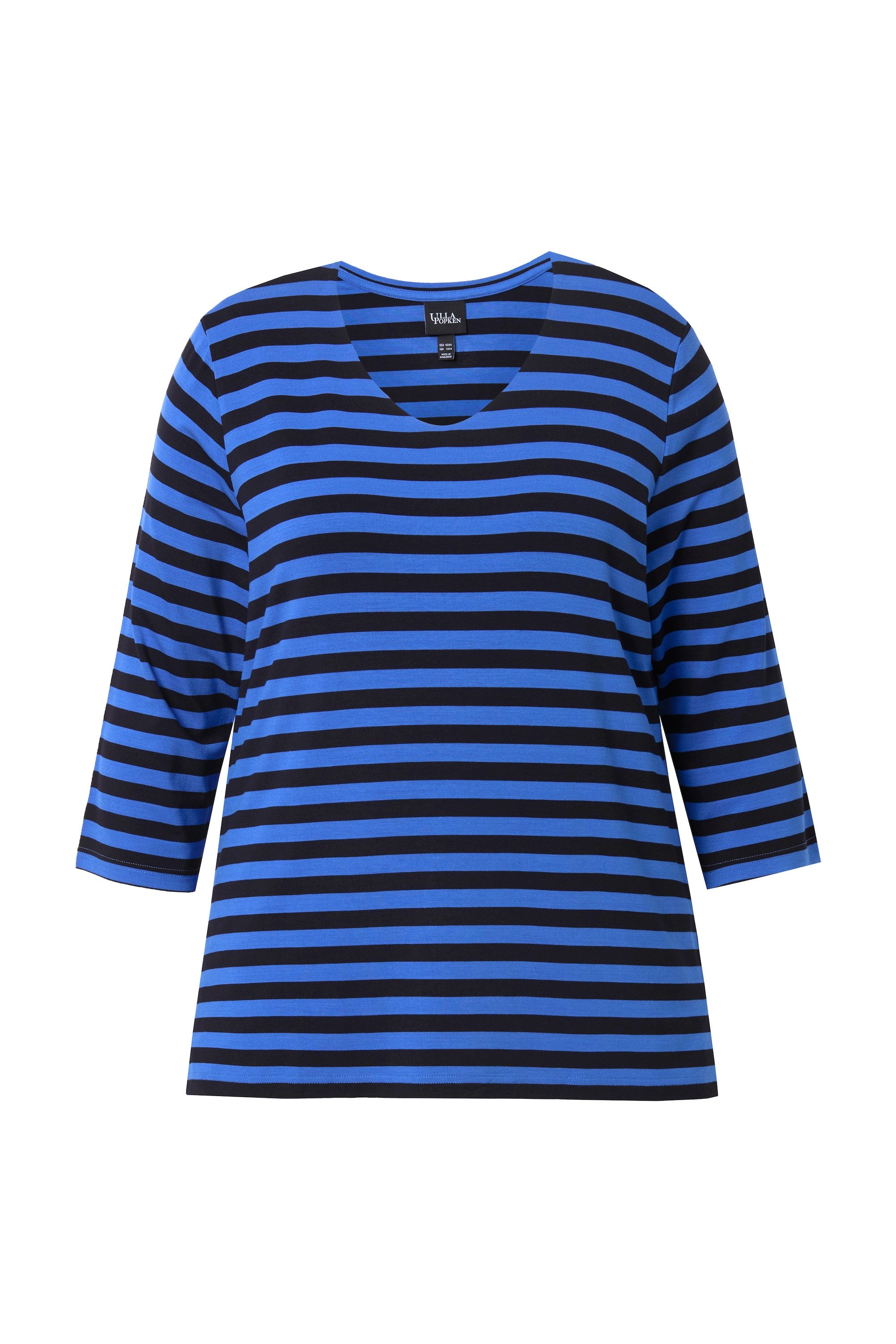 Ulla Popken T-Shirt Ringelshirt vorne doppellagig günstig online kaufen