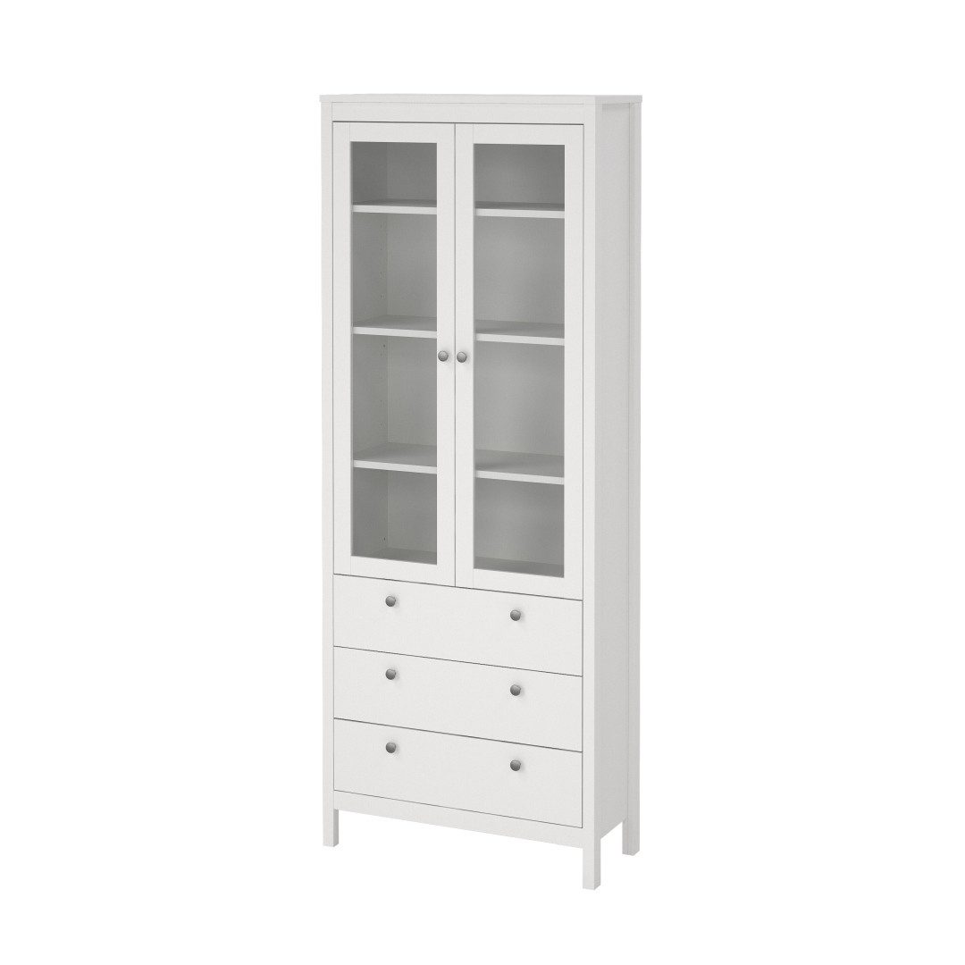 Tvilum Vitrine Madrid Vitrinenschrank 2 Glastüren 3 Schubladen we