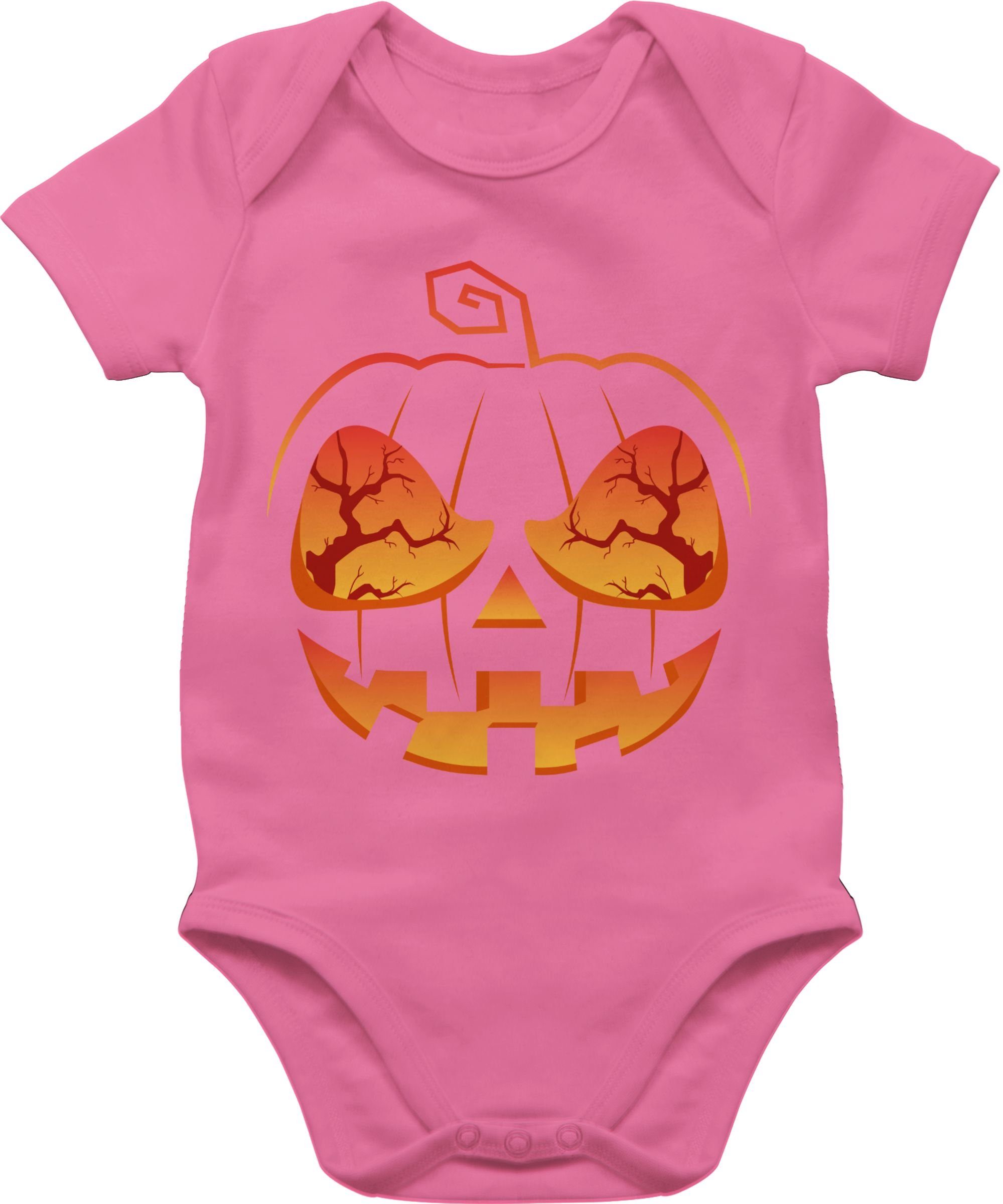 Shirtracer Shirtbody Kürbis Gesicht Kürbiskostüm Kürbis Verkleidung Halloween Kostüme für Baby 3 Pink