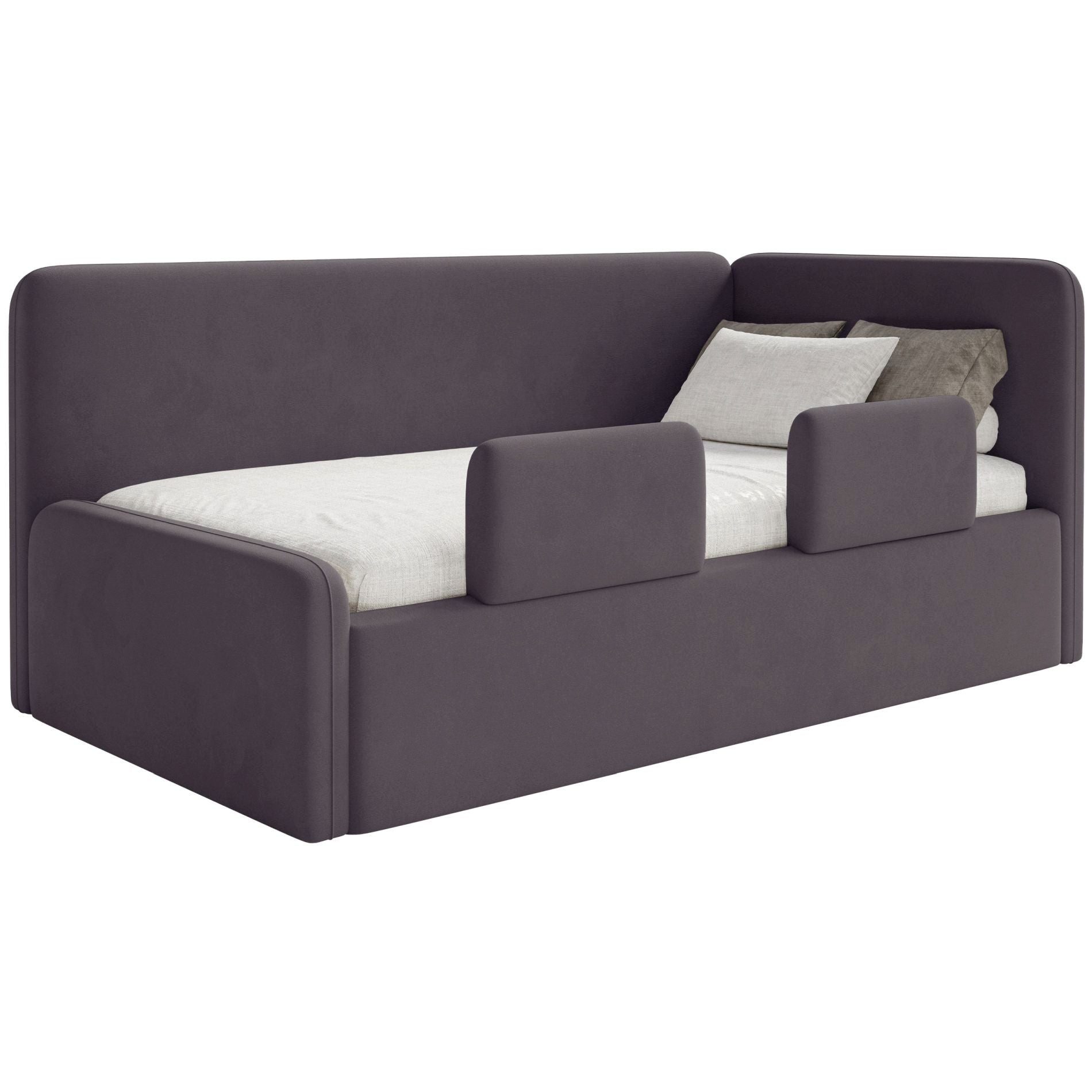 Selsey Kinderbett FANKO, Kinderbett mit Kopfteil, Rausfallschutz, Samt, 90x200 cm