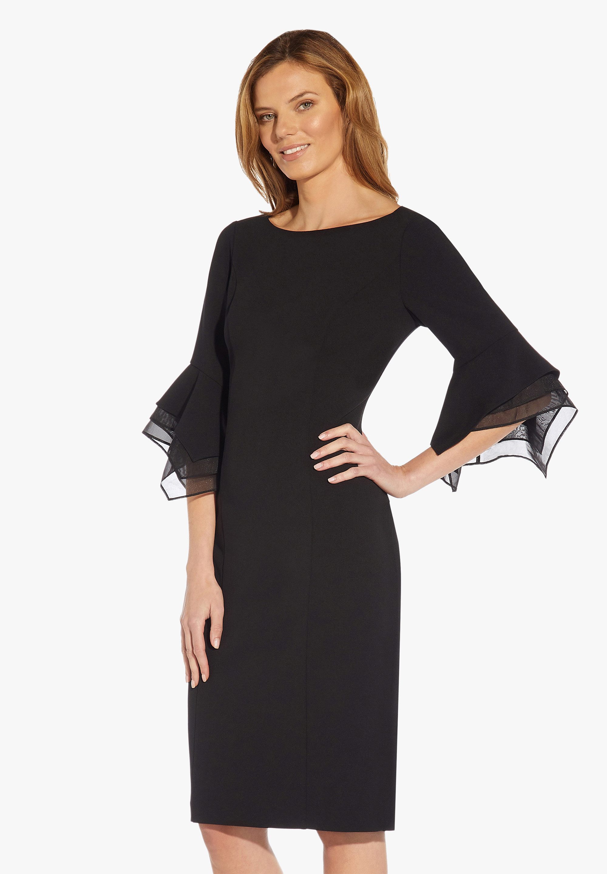 Adrianna Papell Cocktailkleid Knit Crepe Tiered Sleeve Dress Tailliert, fig günstig online kaufen