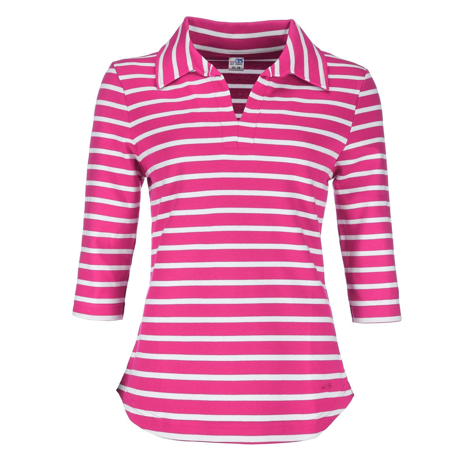 modAS Poloshirt 25602 Damen Shirt mit Polokragen und Streifen aus Baumwolle günstig online kaufen