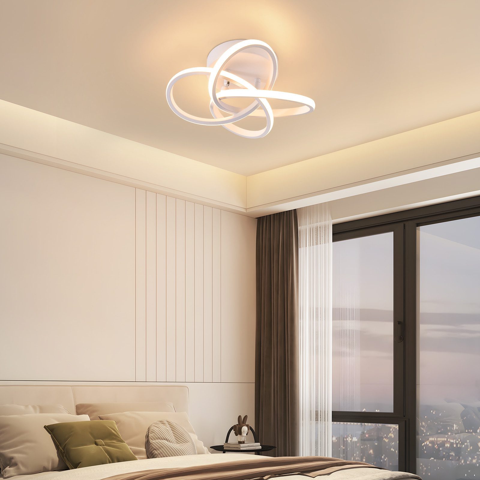 ZMH LED Deckenleuchte Deckenlampe Schlafzimmerlampe Modern Blume, 28W, LED fest integriert, Warmweiß-Neutralweiß-Kaltweiß – Bild 2 von 5