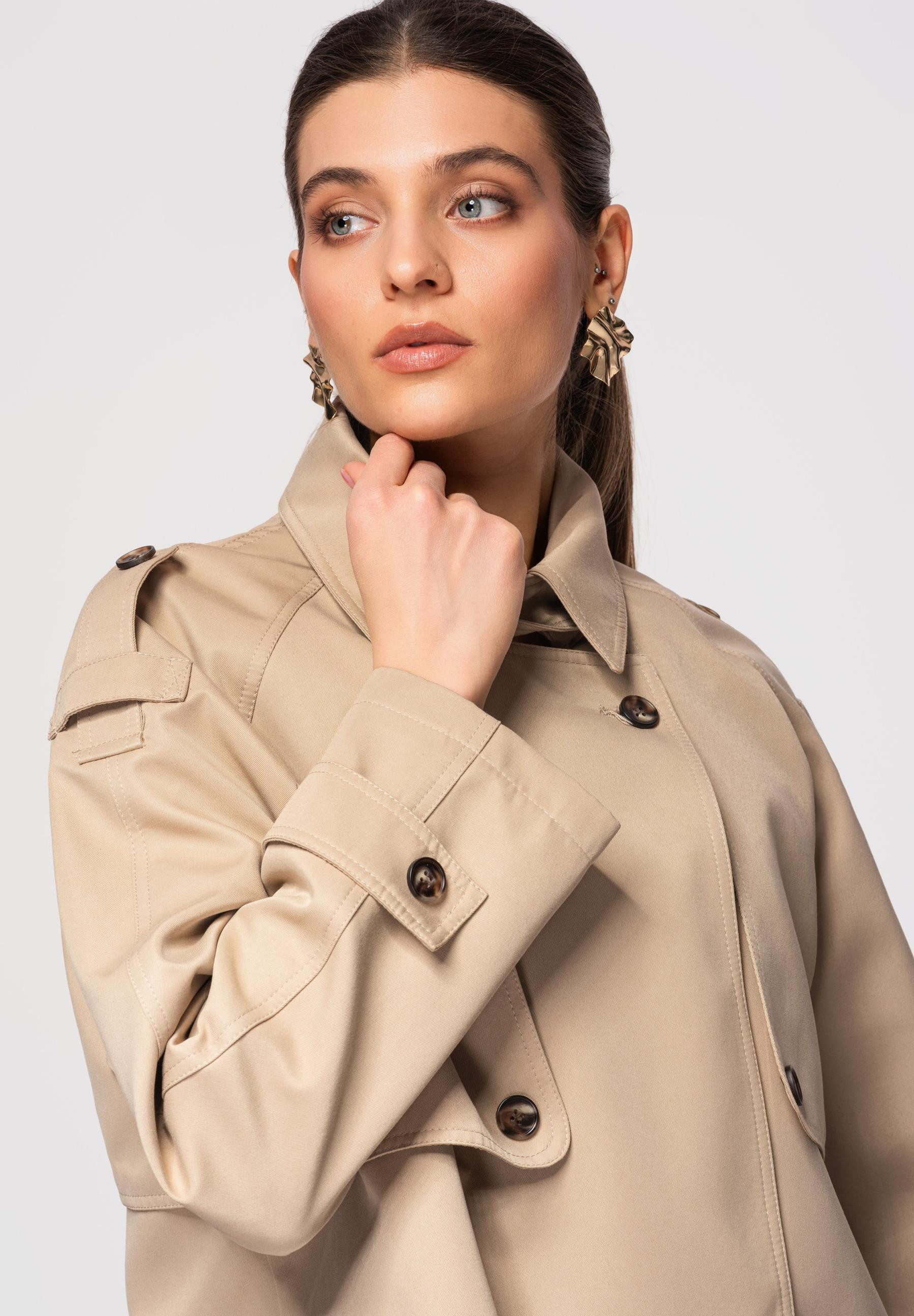 OMBRE Trenchcoat Kurze Damenjacke im modernen Trench-Stil